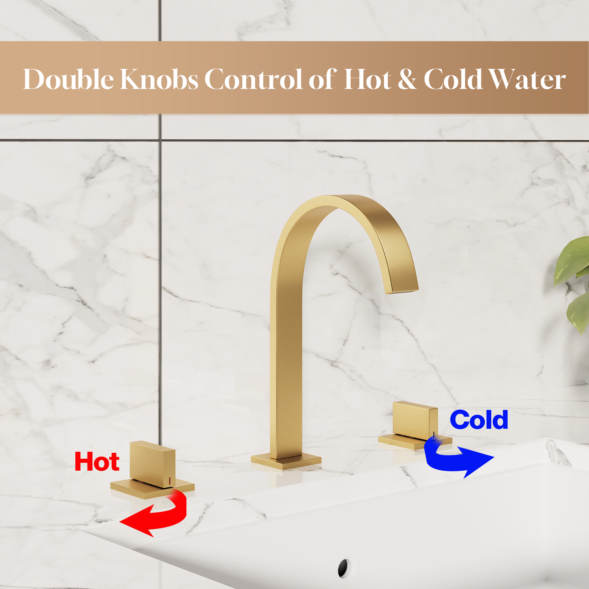 3-Hole Widespread Deck Mounted Waterfall Bathroom Basin Faucet