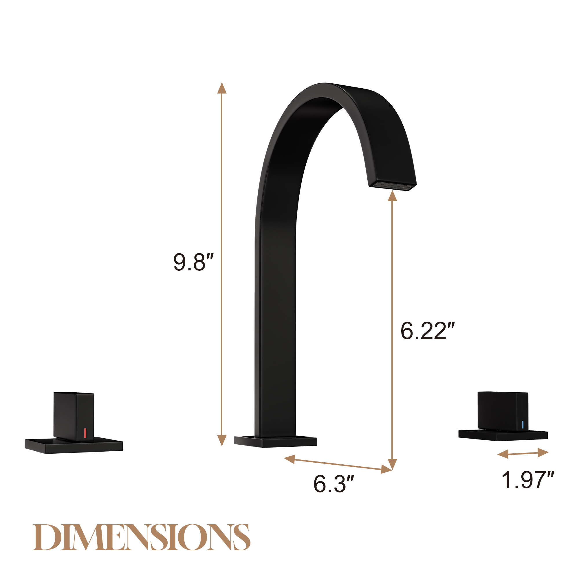 3-Hole Widespread Deck Mounted Waterfall Bathroom Basin Faucet