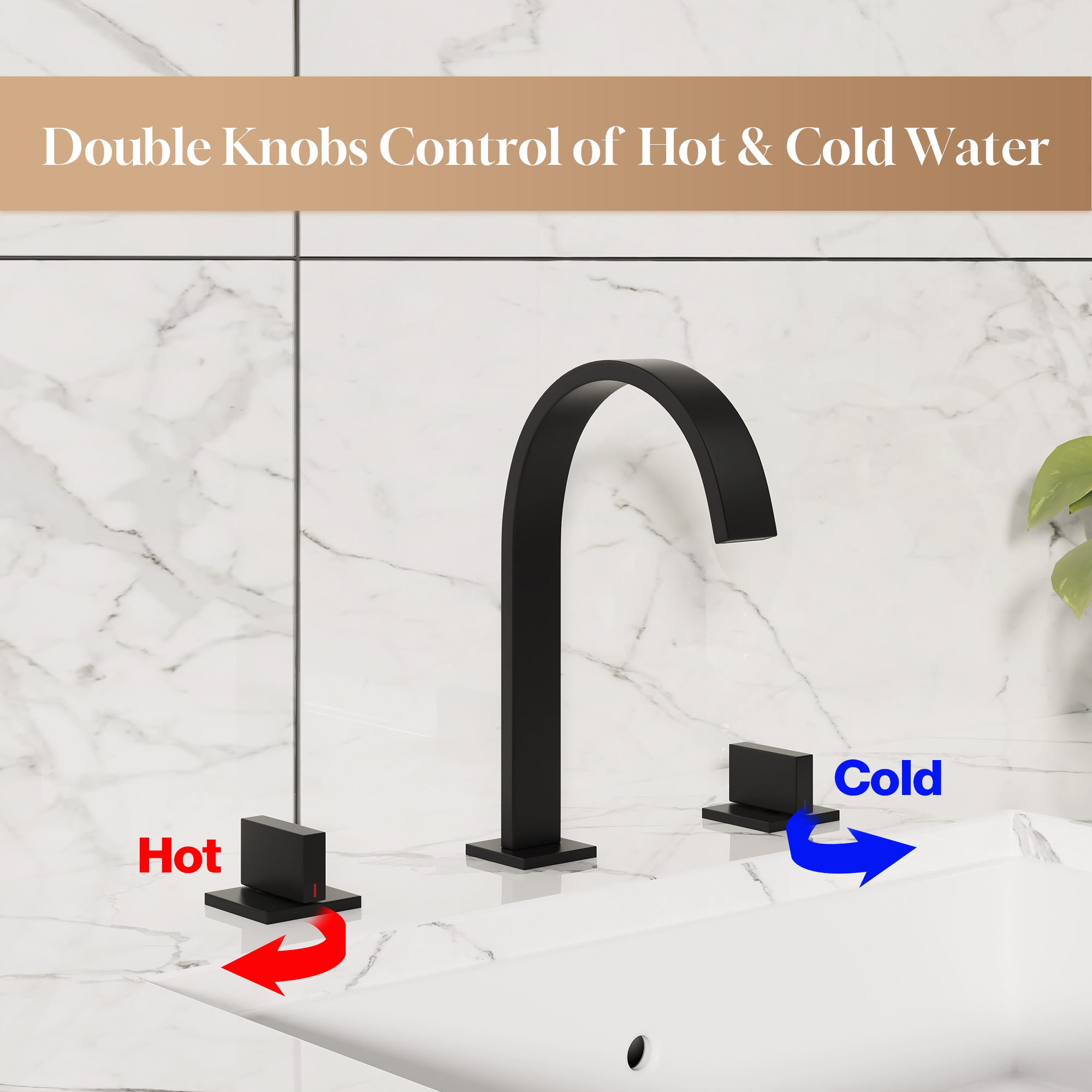 3-Hole Widespread Deck Mounted Waterfall Bathroom Basin Faucet