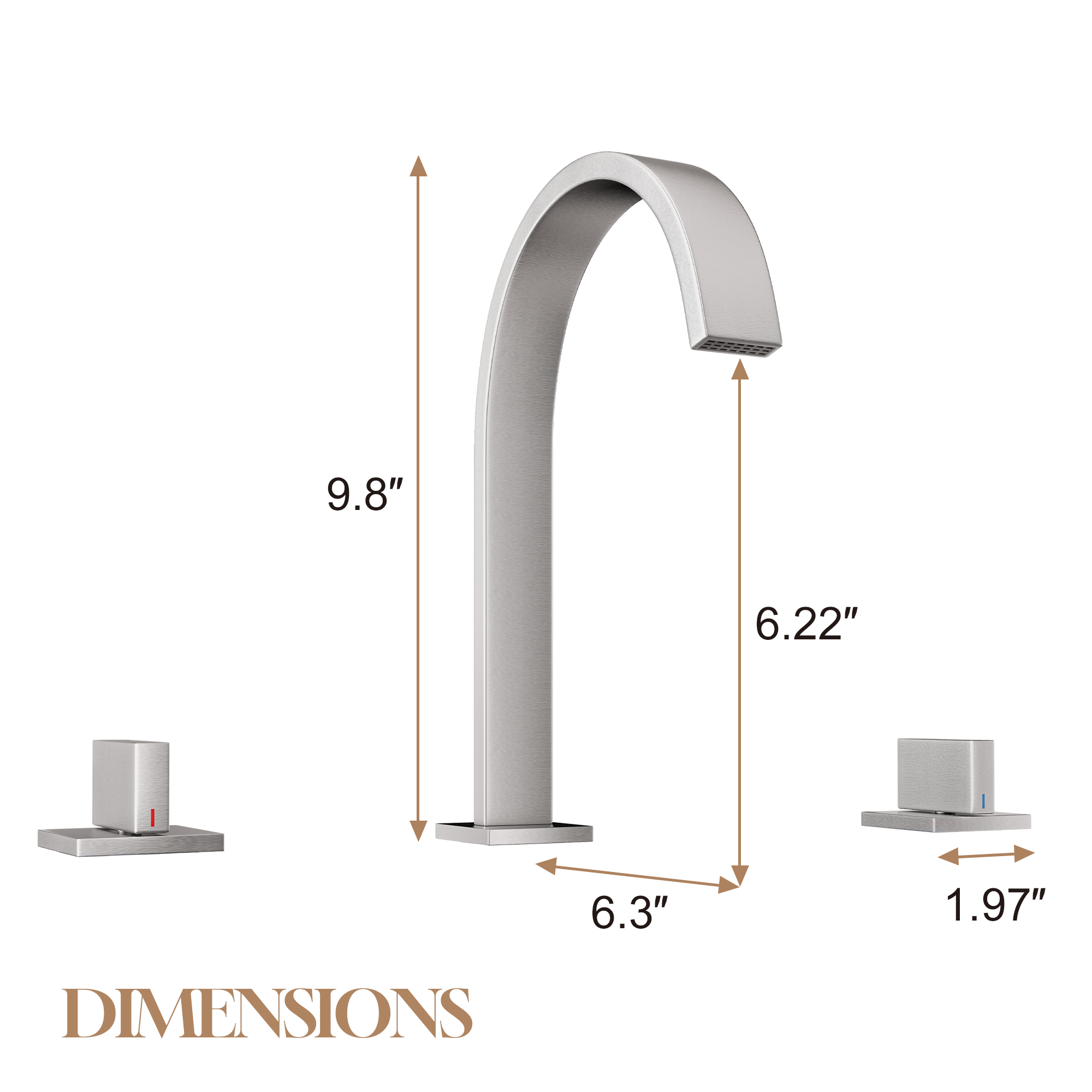 3-Hole Widespread Deck Mounted Waterfall Bathroom Basin Faucet