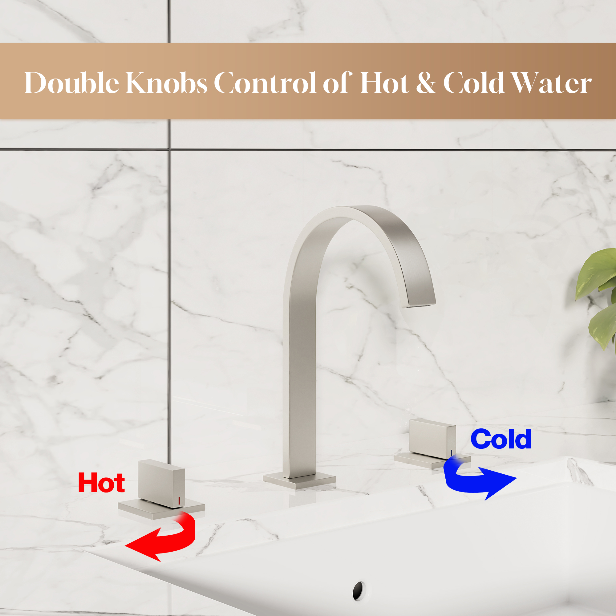 3-Hole Widespread Deck Mounted Waterfall Bathroom Basin Faucet