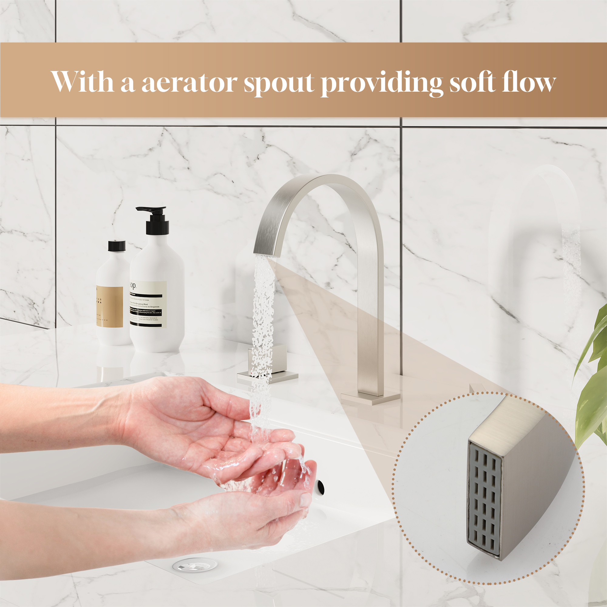 3-Hole Widespread Deck Mounted Waterfall Bathroom Basin Faucet