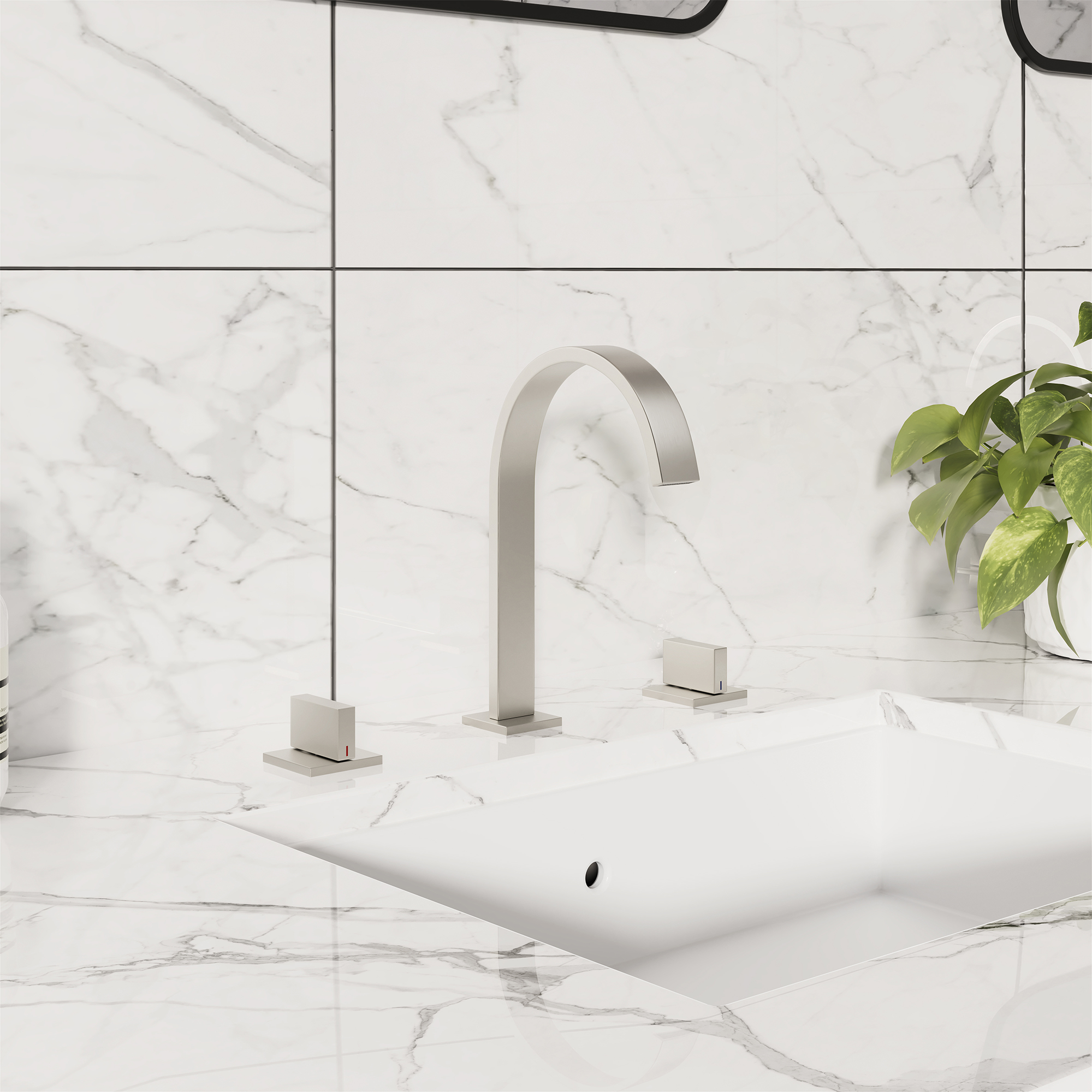 3-Hole Widespread Deck Mounted Waterfall Bathroom Basin Faucet