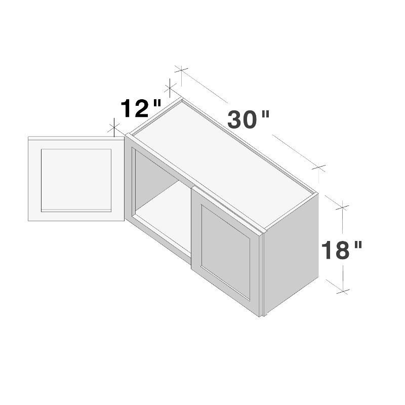 Dove Grey RTA 30"W x 12"D x 18"H Short Wall Cabinet with 2 Doors