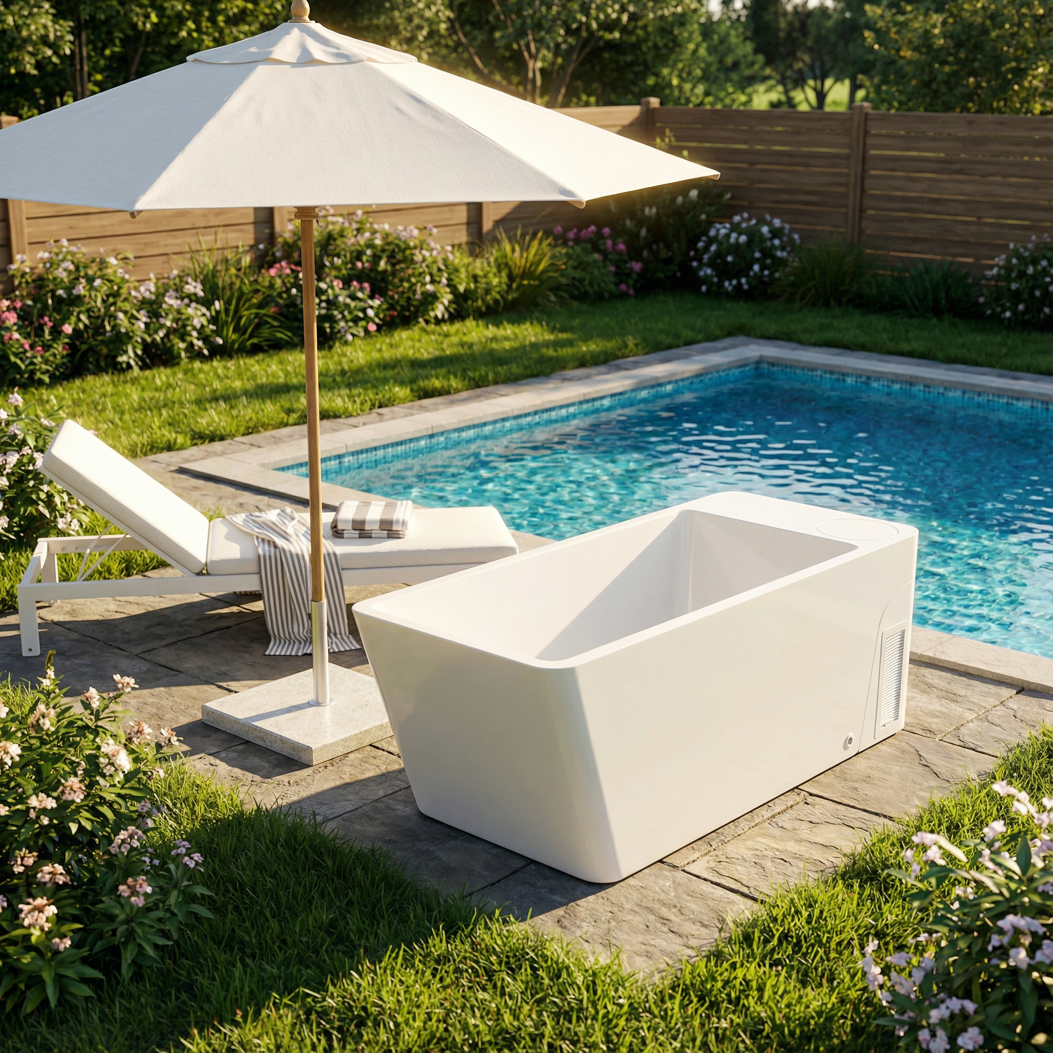 77" Luxury All-in-One Smart Recovery Ice Bath Cold Plunge Tub with Built-In 1HP Chiller