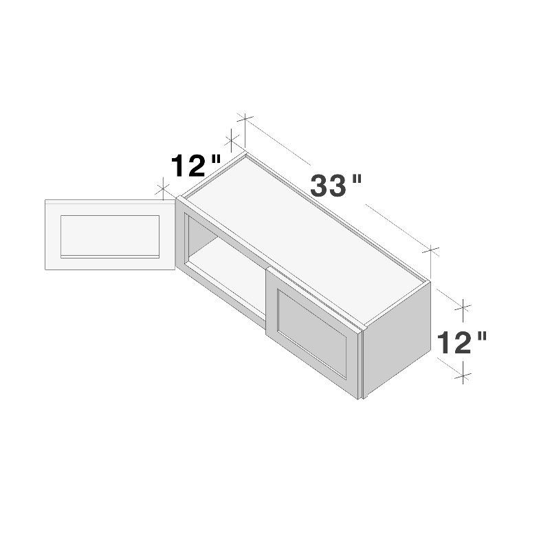 Dove Grey RTA 33"W x 12"D x 12"H Short Wall Cabinet with 2 Doors