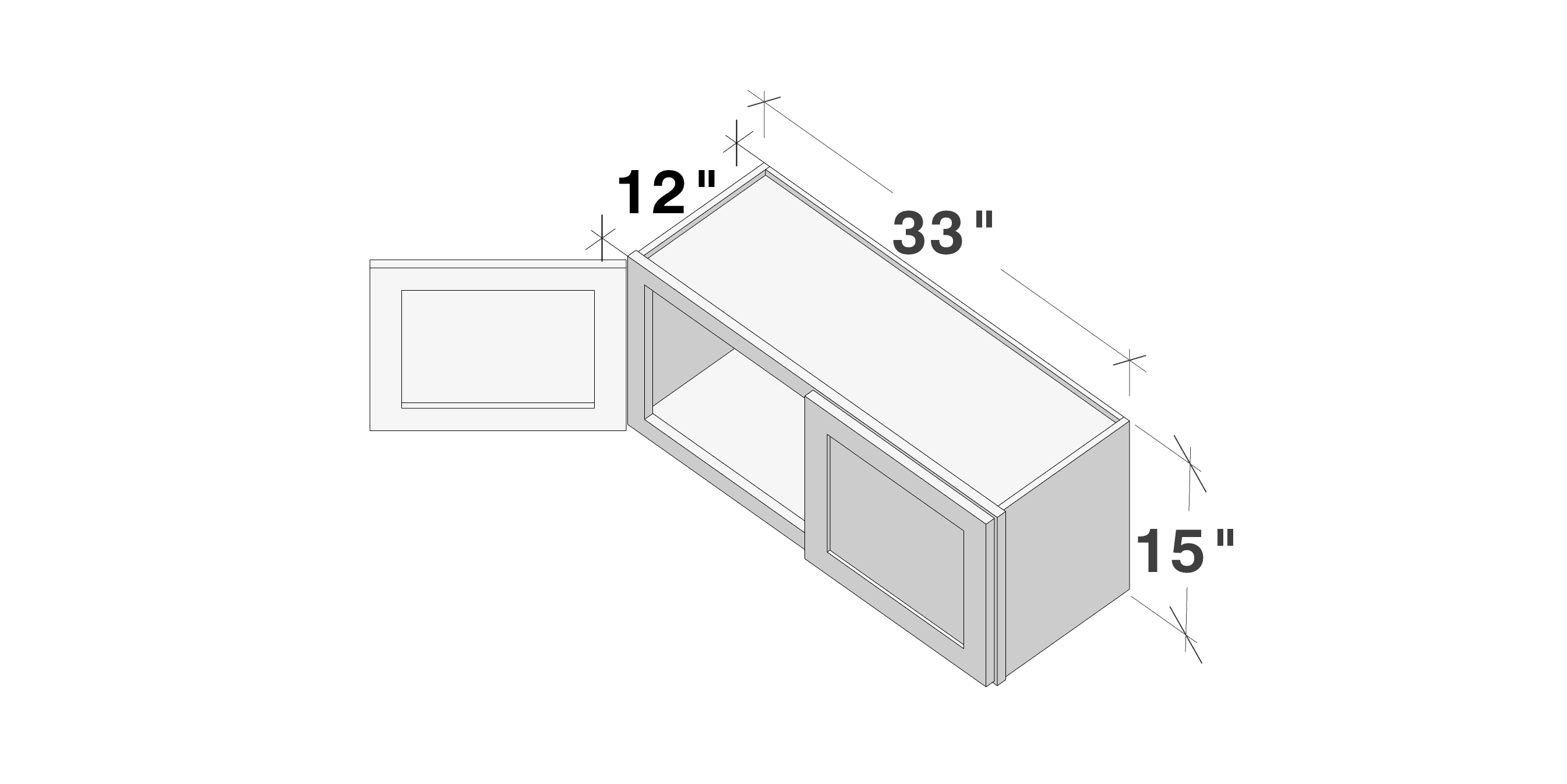 Dove Grey RTA 33"W x 12"D x 15"H Short Wall Cabinet with 2 Doors