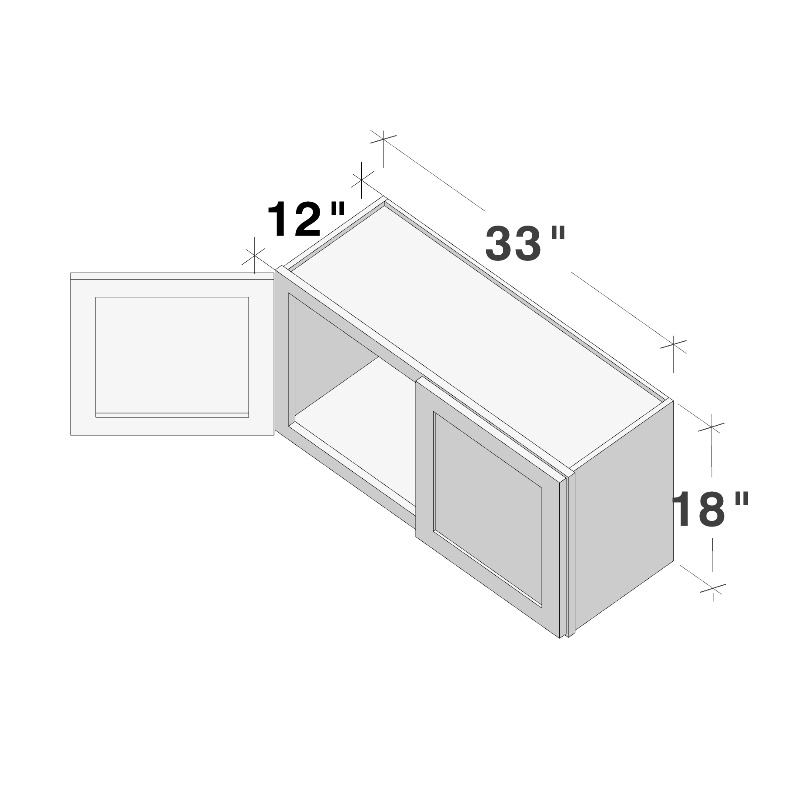 Dove Grey RTA 33"W x 12"D x 18"H Short Wall Cabinet with 2 Doors