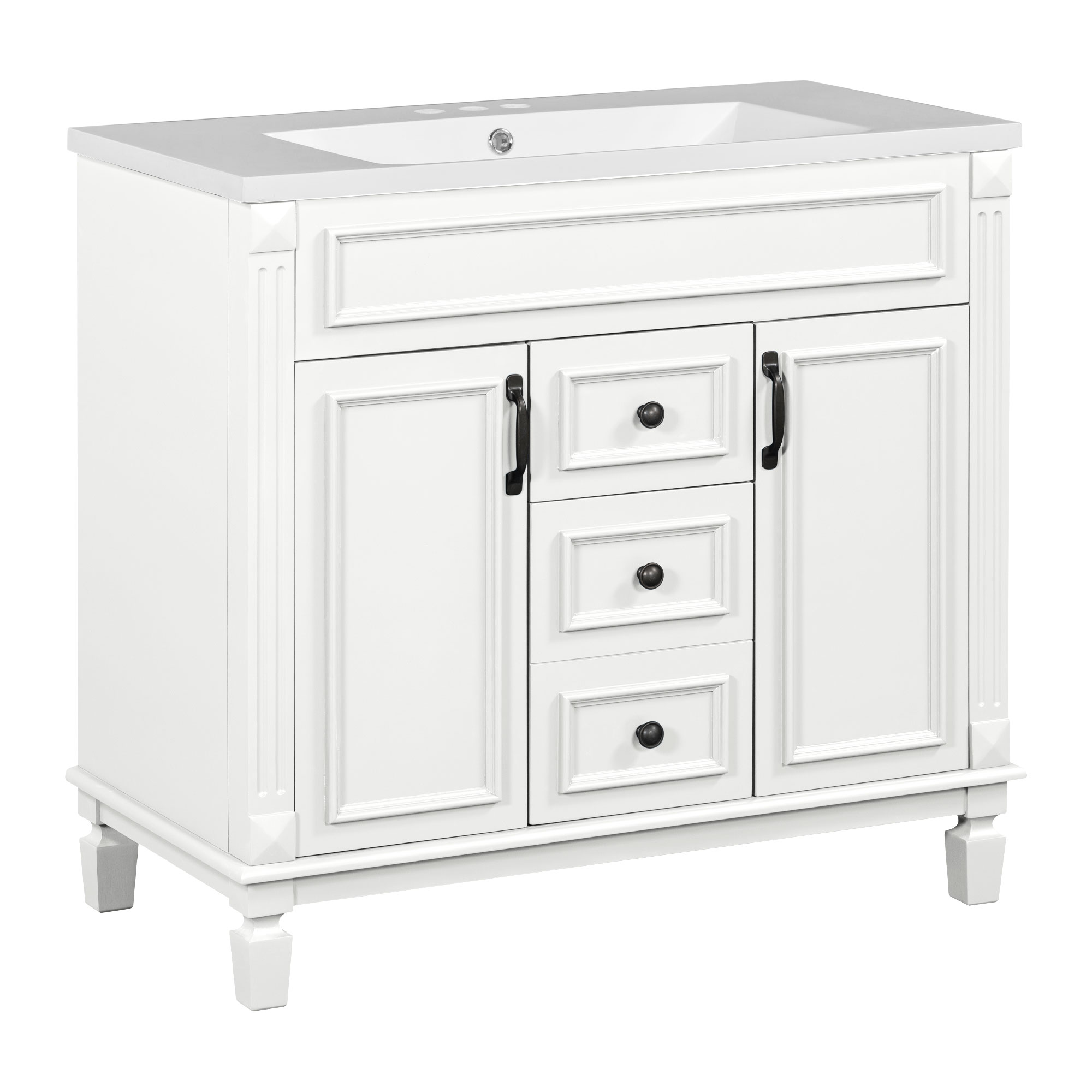 36'' Single Sink Freestanding Bathroom Vanity with 2 Soft Closing Doors and 2 Drawers