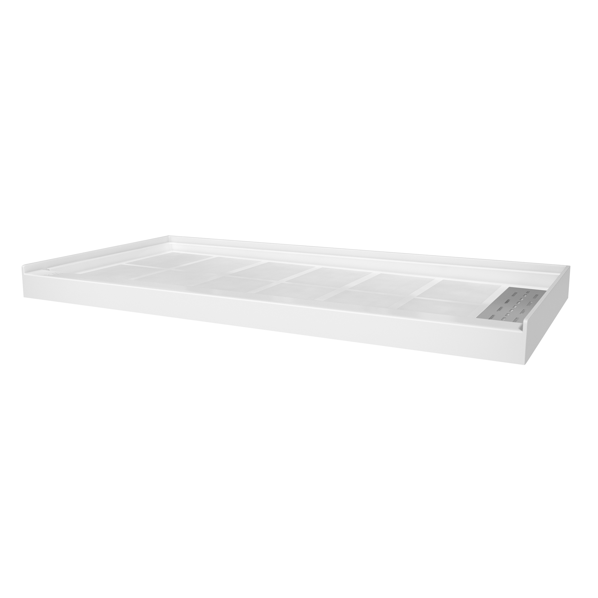 60"x30" Solid Surface Alcove Shower Pan Base in White, Drain Included
