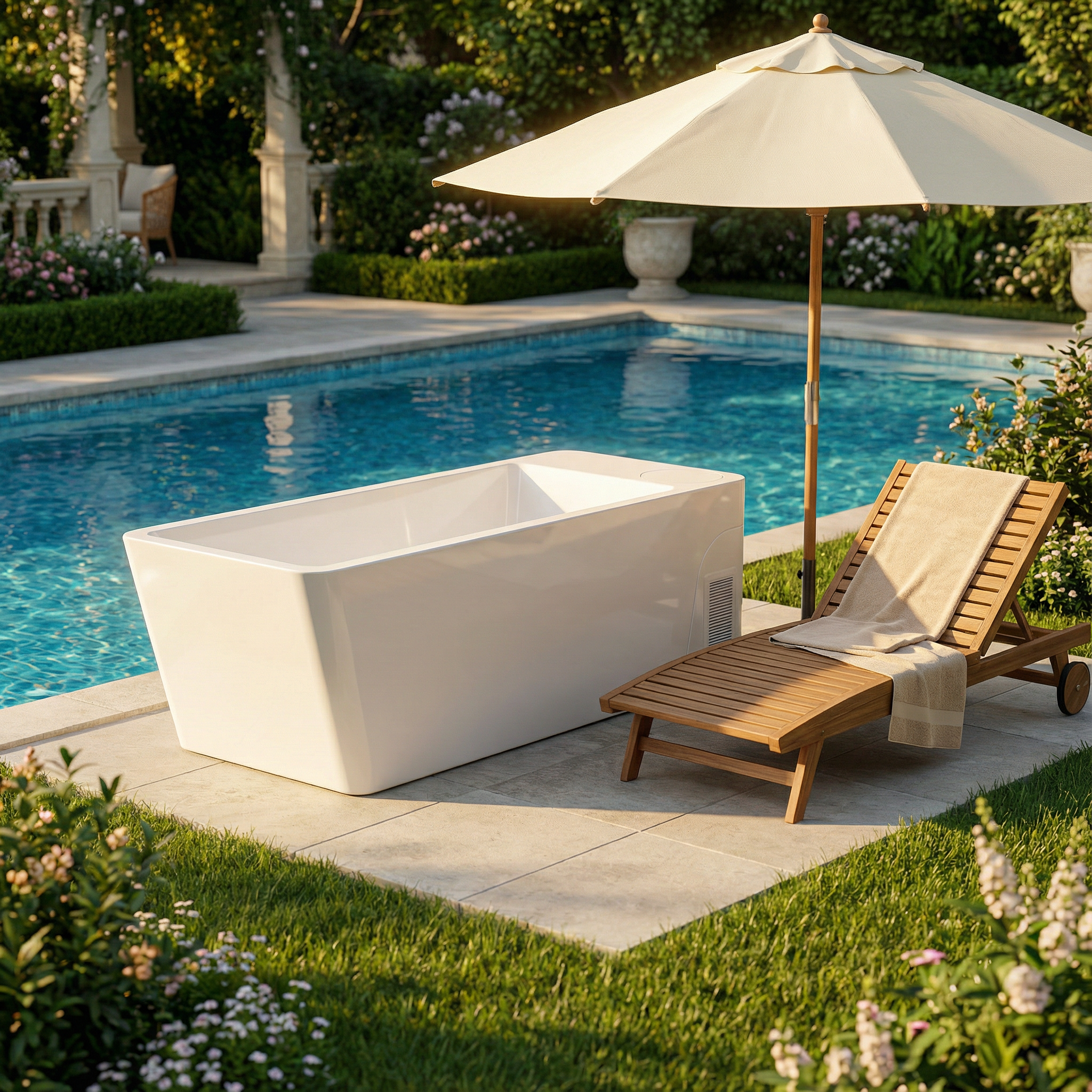 77" Luxury All-in-One Smart Recovery Ice Bath Cold Plunge Tub with Built-In 1HP Chiller