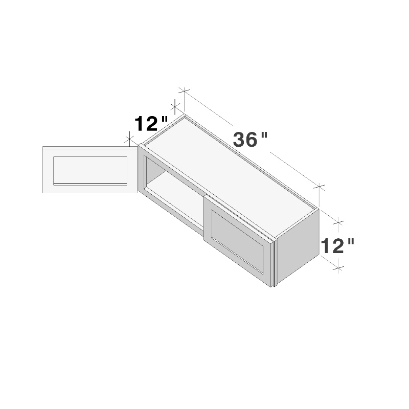 Dove Grey RTA 36"W x 12"D x 12"H Short Wall Cabinet with 2 Doors