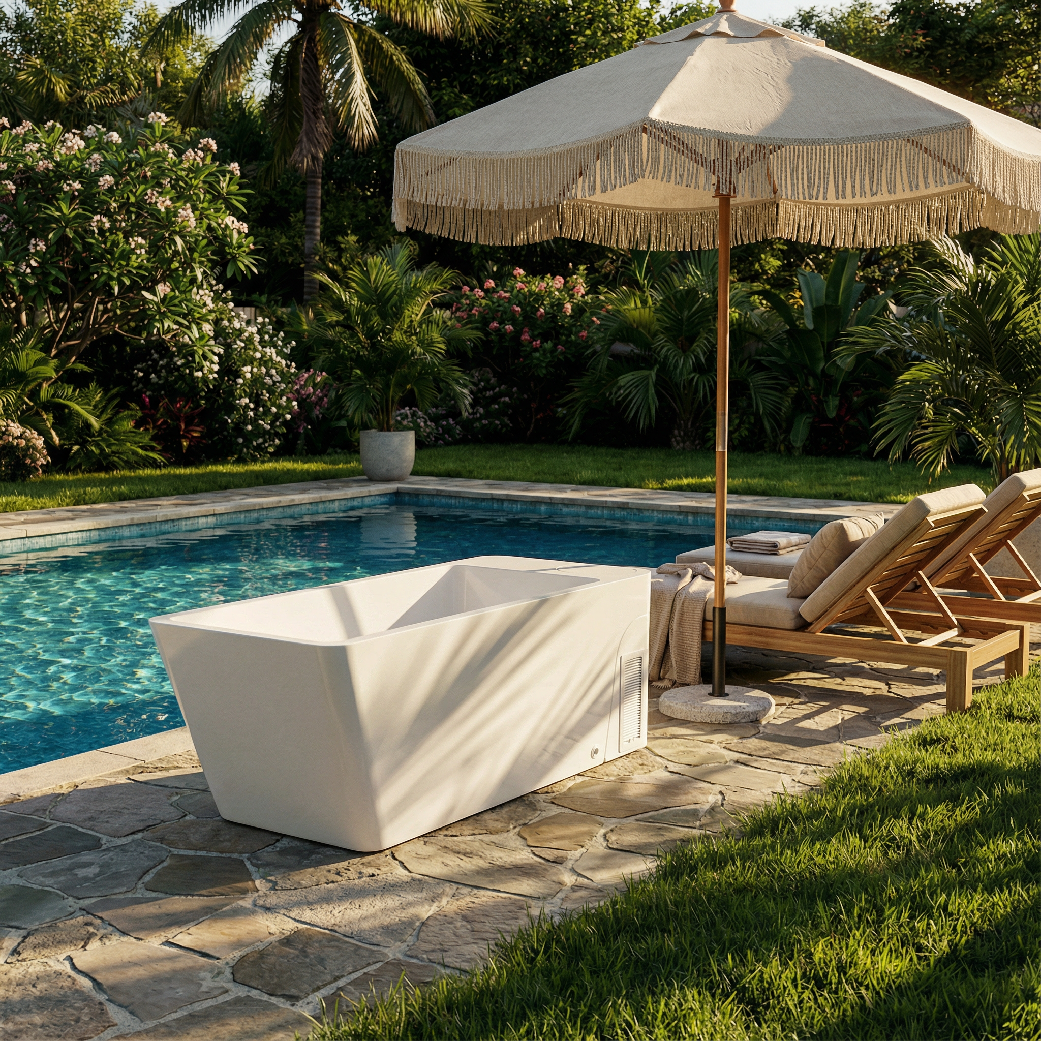 77" Luxury All-in-One Smart Recovery Ice Bath Cold Plunge Tub with Built-In 1HP Chiller