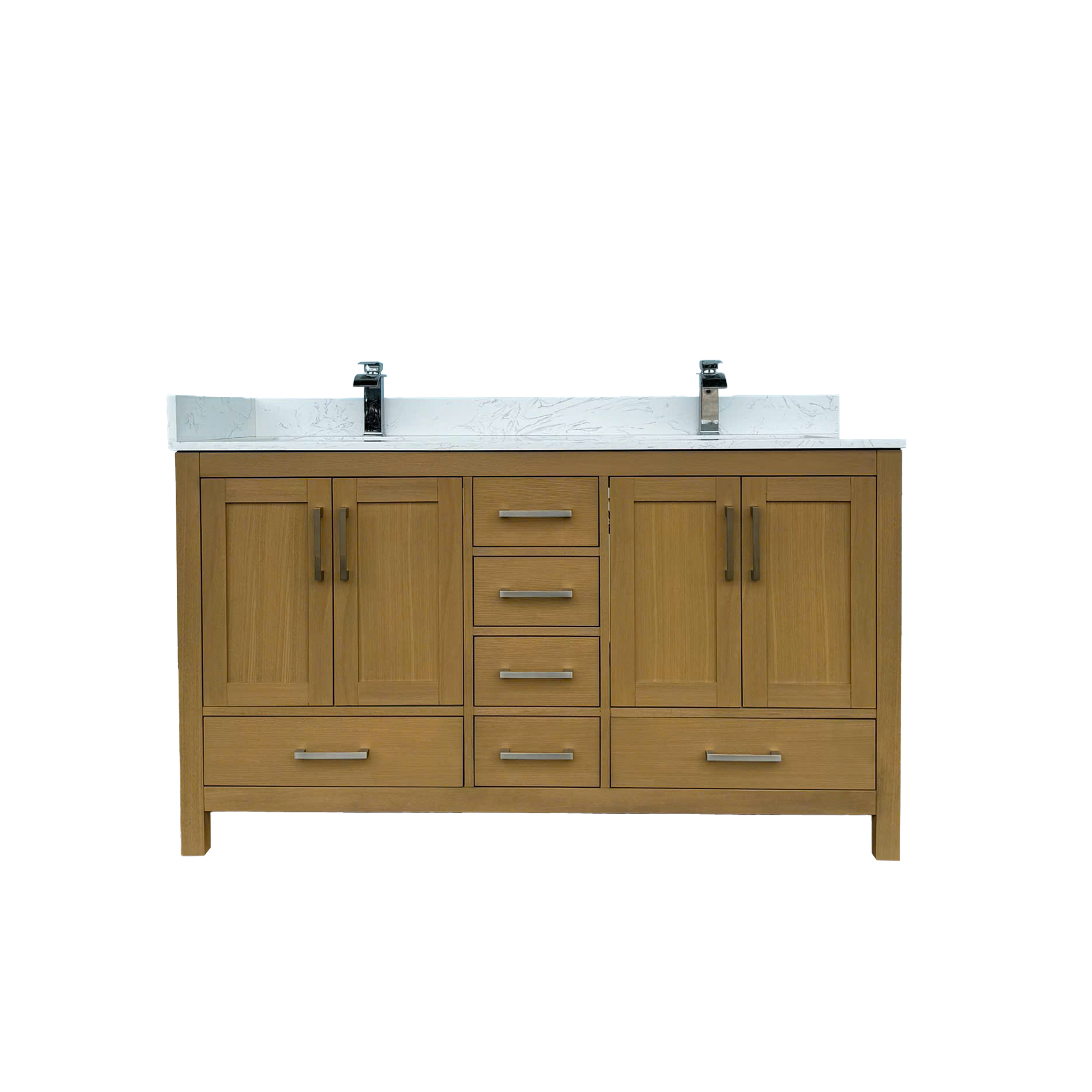 42"/55"/60"/72"/84" Warm Oak Freestanding Bathroom Vanity with Solid Wood Construction