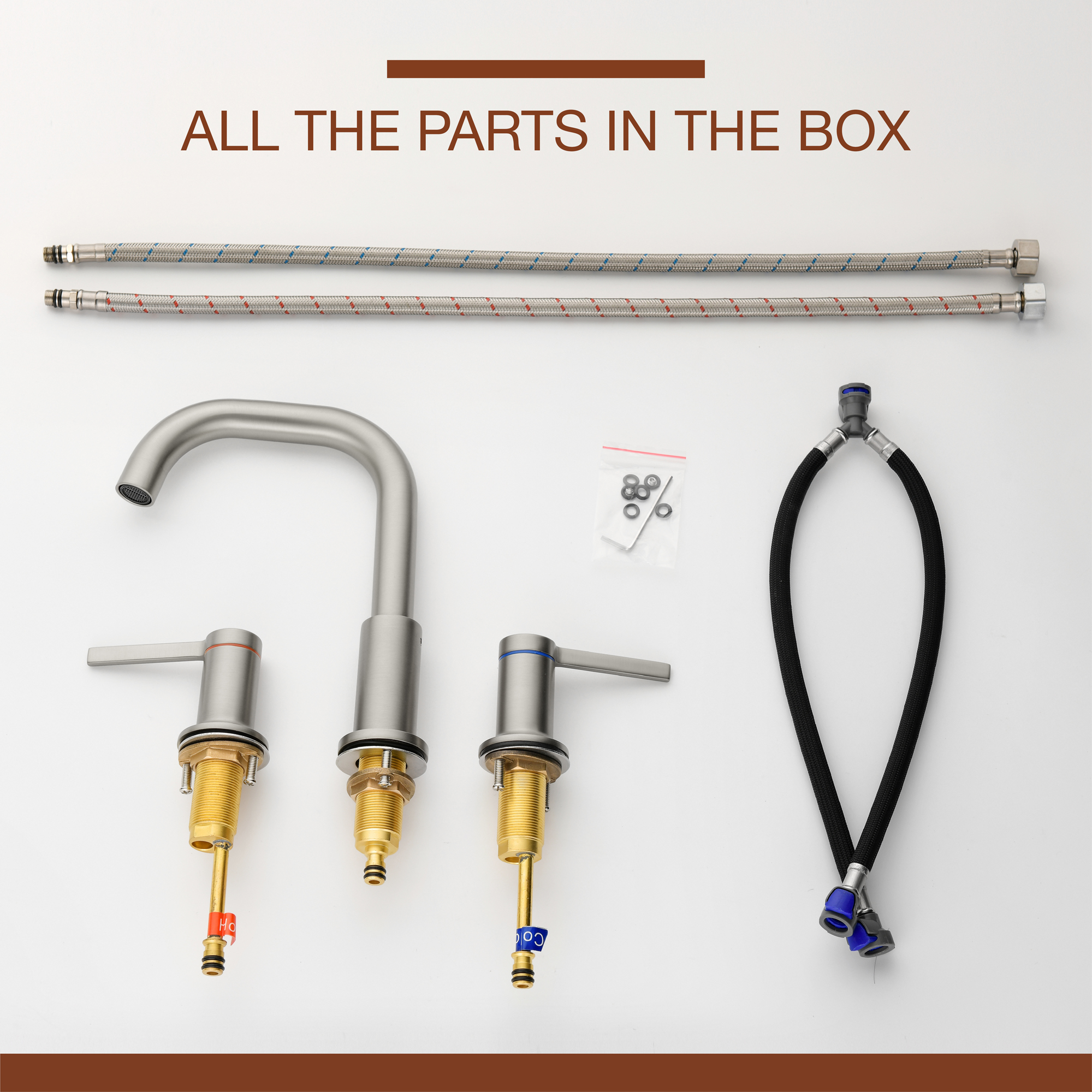 Solid Brass 3-Hole Widespread Bathroom Sink Faucet with Double Handles