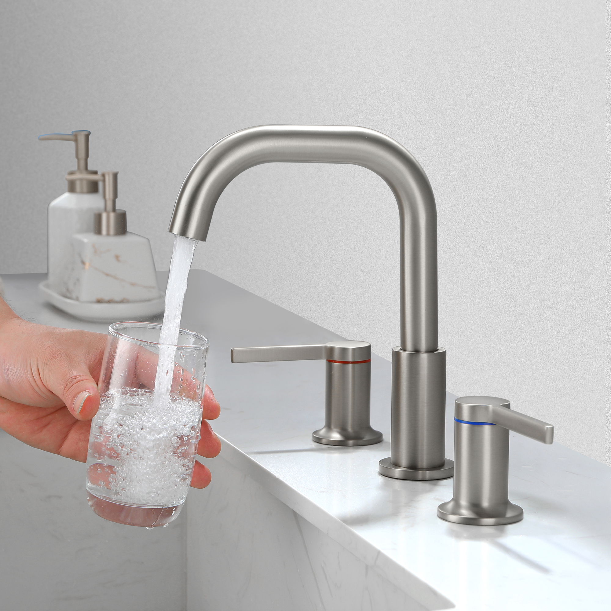 Solid Brass 3-Hole Widespread Bathroom Sink Faucet with Double Handles