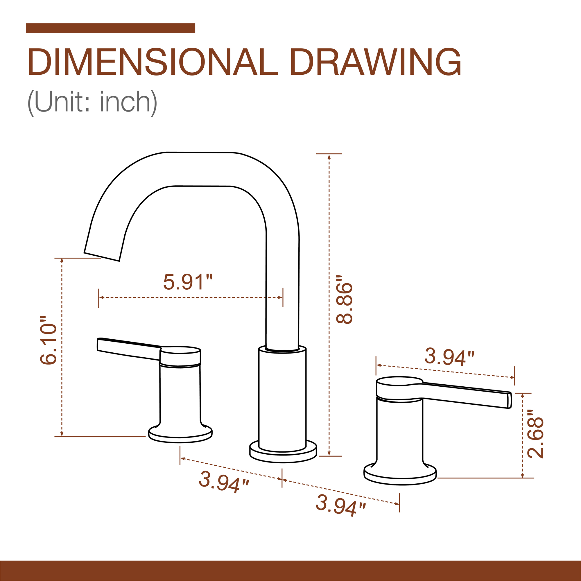 Solid Brass 3-Hole Widespread Bathroom Sink Faucet with Double Handles
