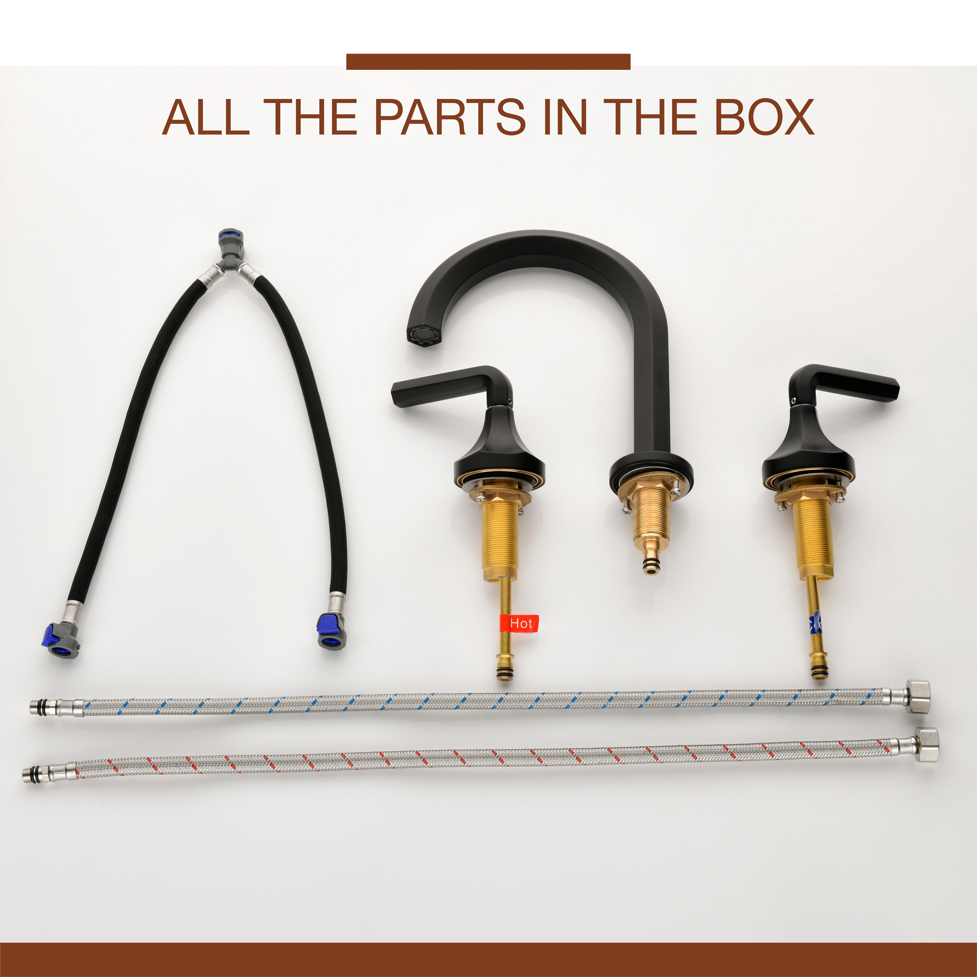 Matte Black 3-Hole Widespread Bathroom Sink Faucet with Dual Handles