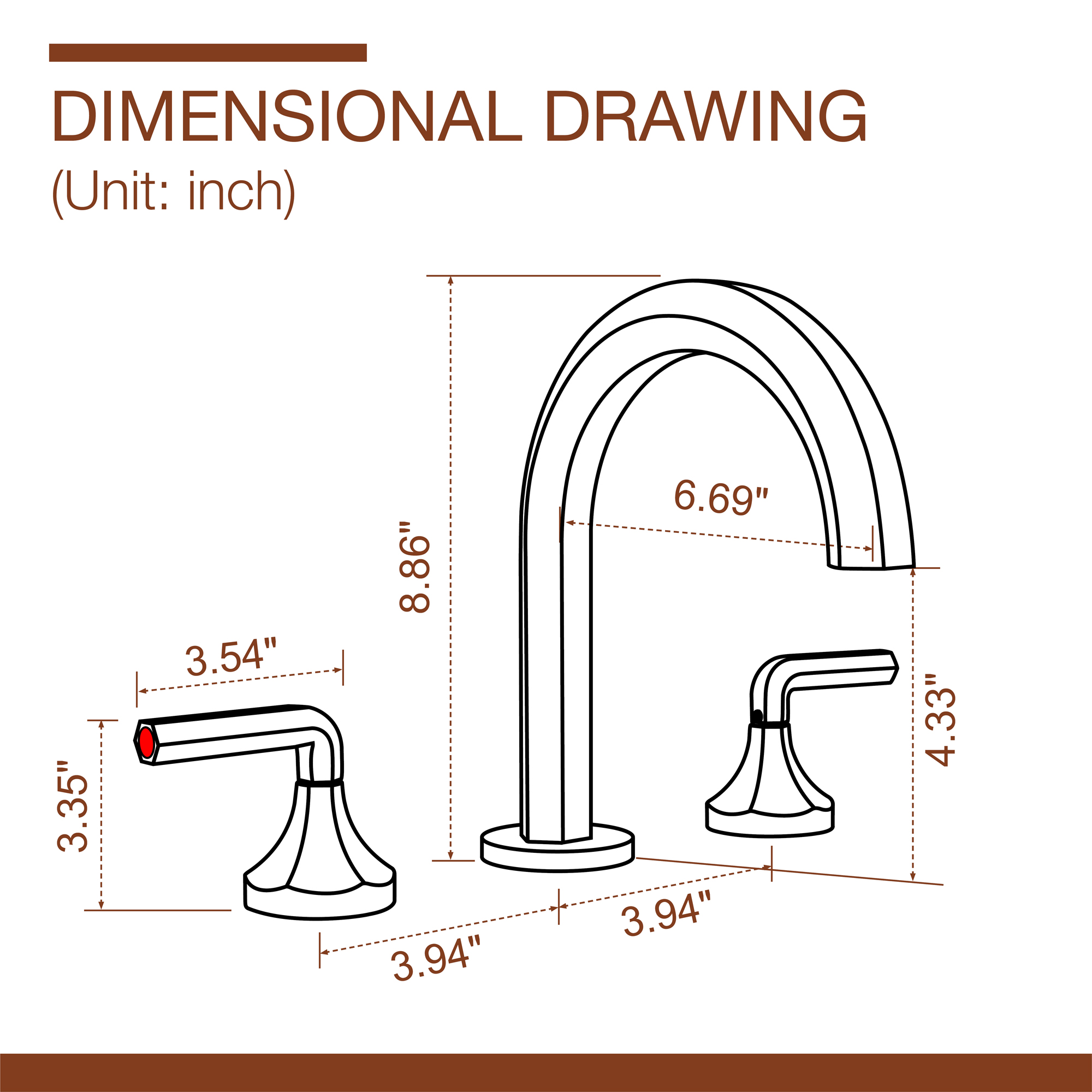 Matte Black 3-Hole Widespread Bathroom Sink Faucet with Dual Handles