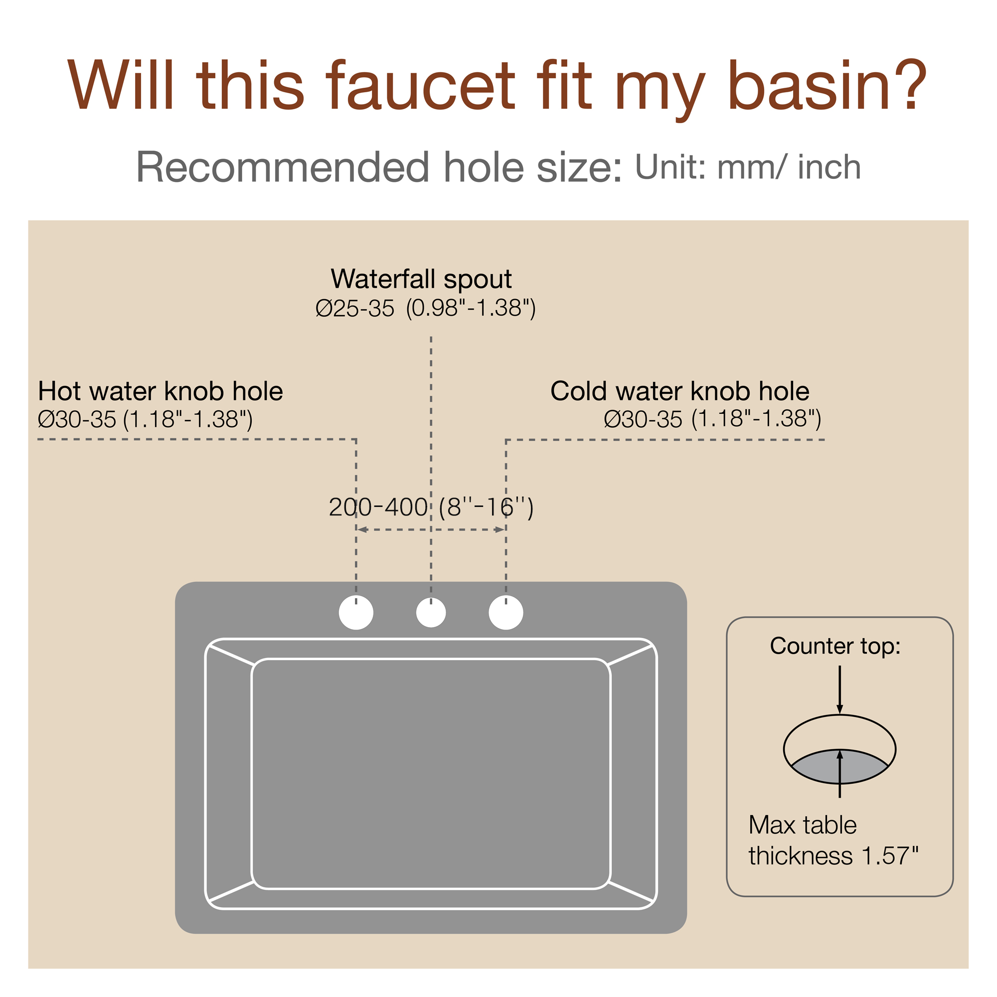 8" Widespread Solid Brass Double Handle Bathroom Faucet with Waterfall Spout