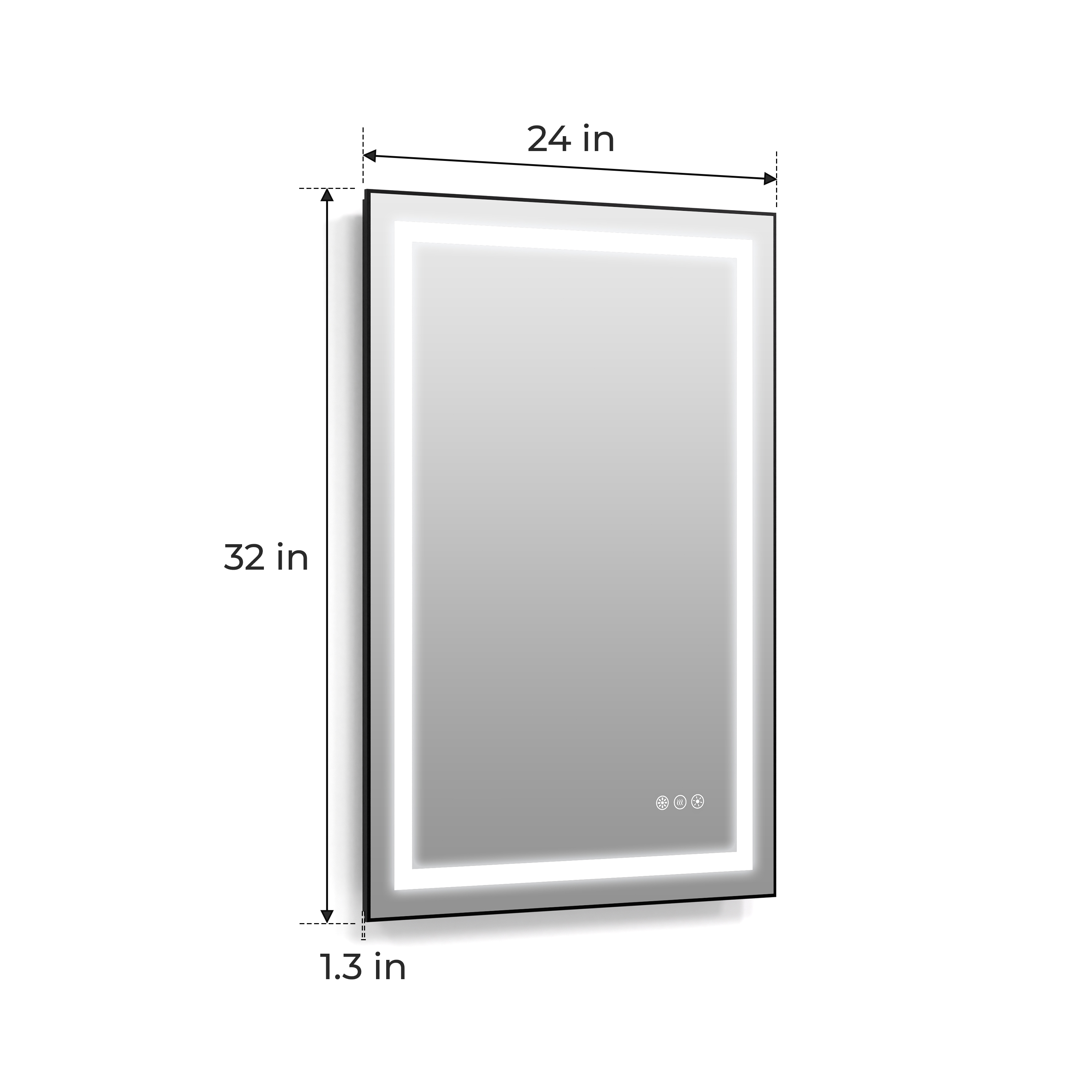 LED Bathroom Mirror with Black Aluminum Frame, Backlit & Front Lighting