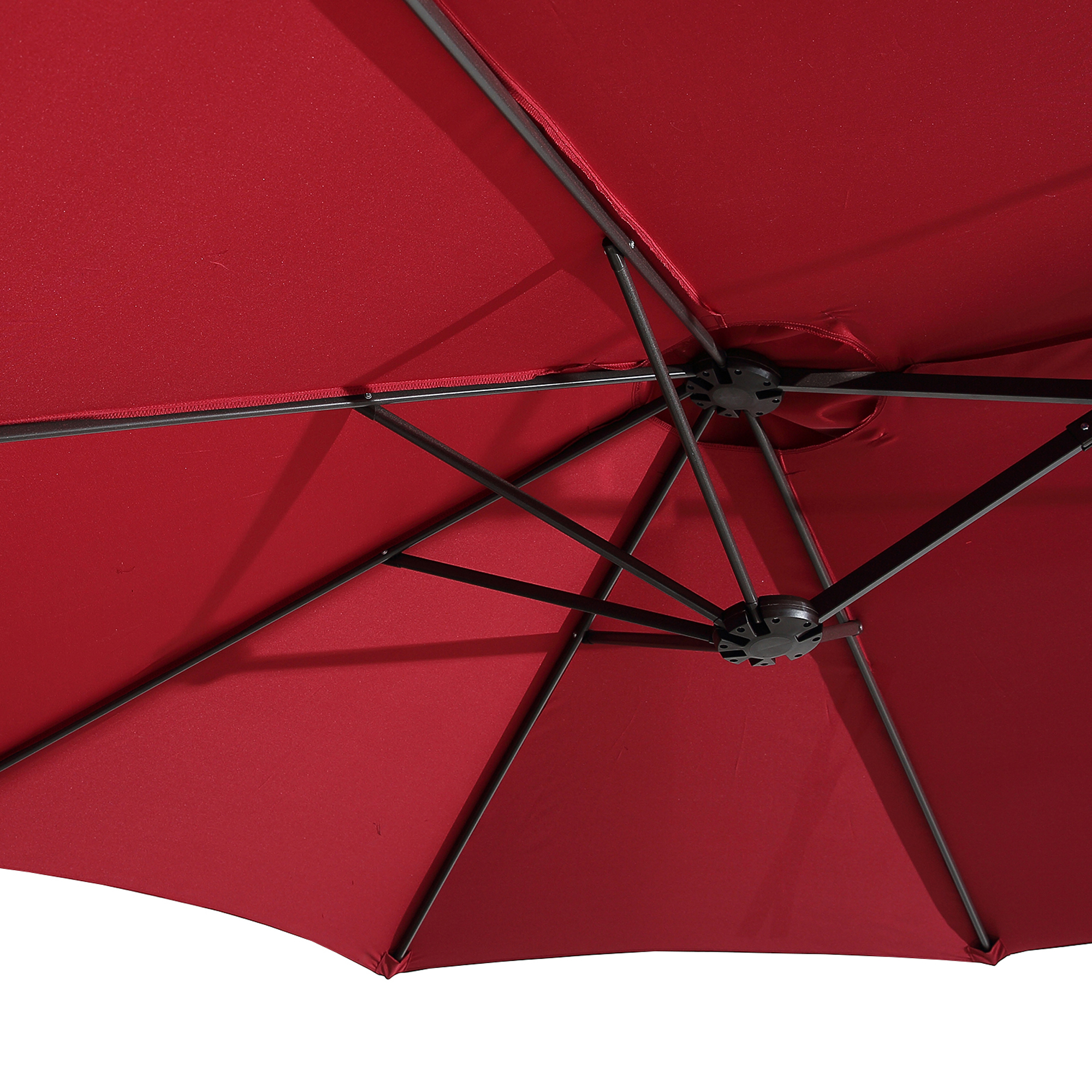 15ft Patio Steel Rectangular Double-Sided Market Umbrella With Base, Classic Design or Solar LED Lights Options,UV Sun Protection & Easy Crank for Deck Pool Patio.