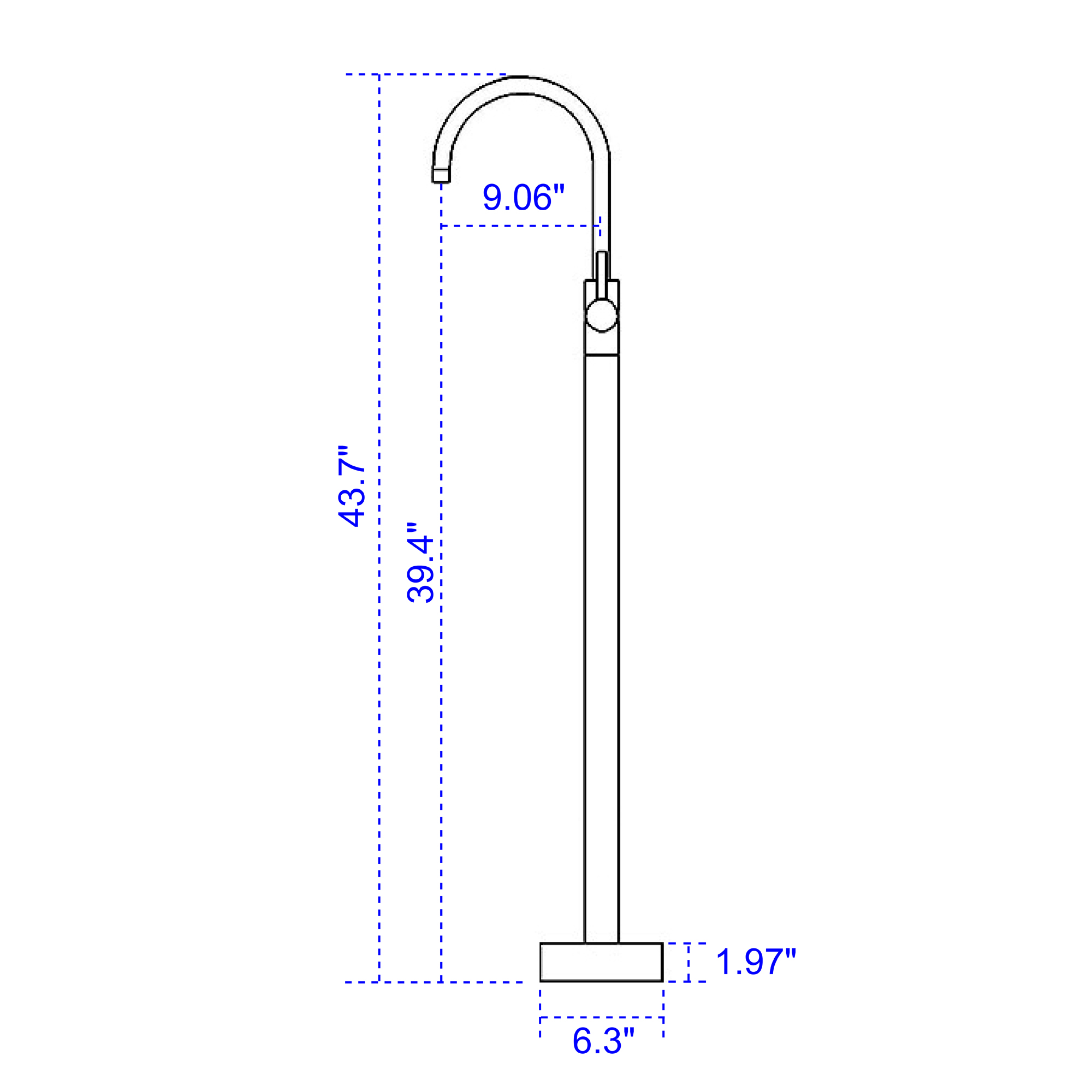 Freestanding Bathtub Faucet with Single-Handle Brass Floor Mount Filler & 360-Degree Rotation