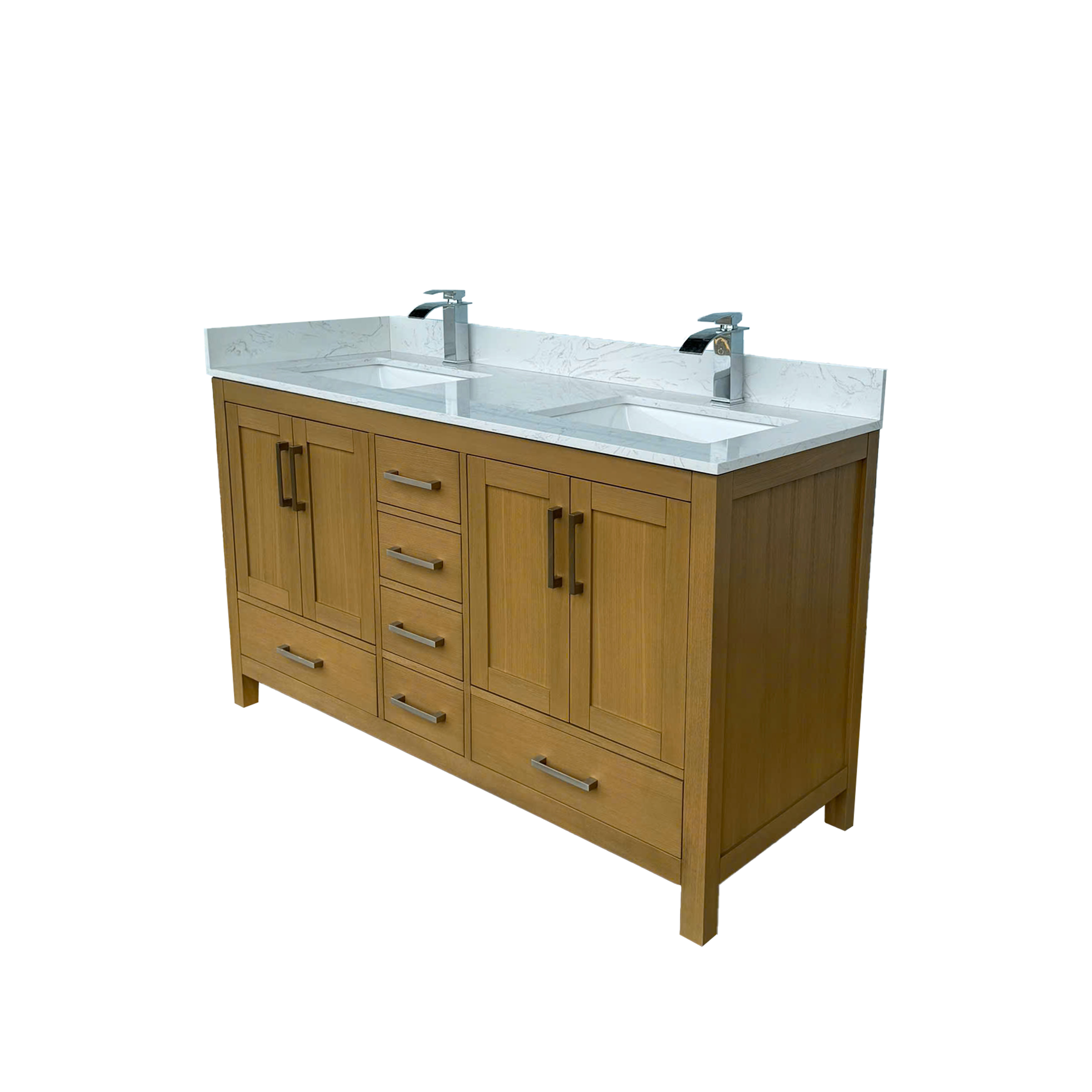 42"/55"/60"/72"/84" Warm Oak Freestanding Bathroom Vanity with Solid Wood Construction