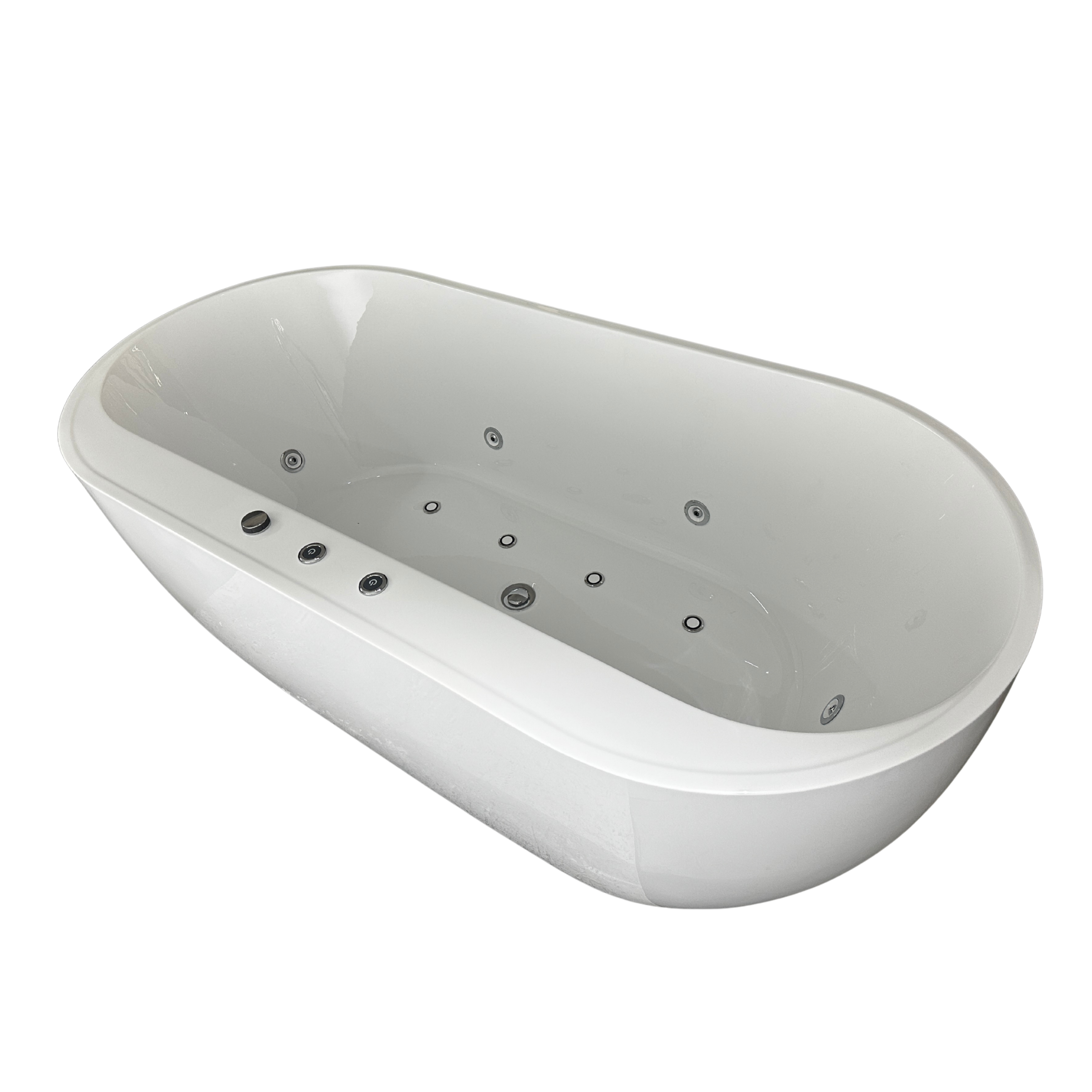 67" Whirlpool and Air Massage Bathtub with Adjustable Air Blower, 6 Hydro Jets & 8 Bubble Jets