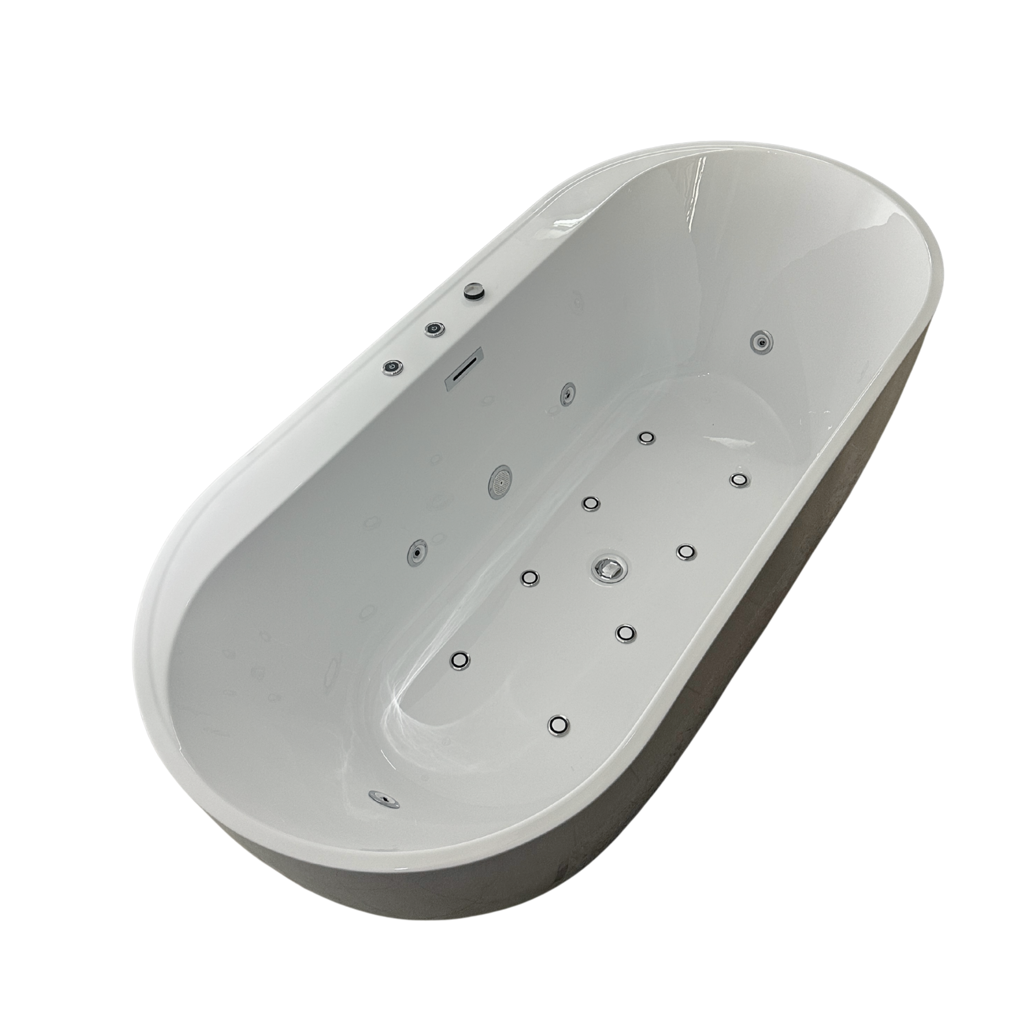 67" Whirlpool and Air Massage Bathtub with Adjustable Air Blower, 6 Hydro Jets & 8 Bubble Jets