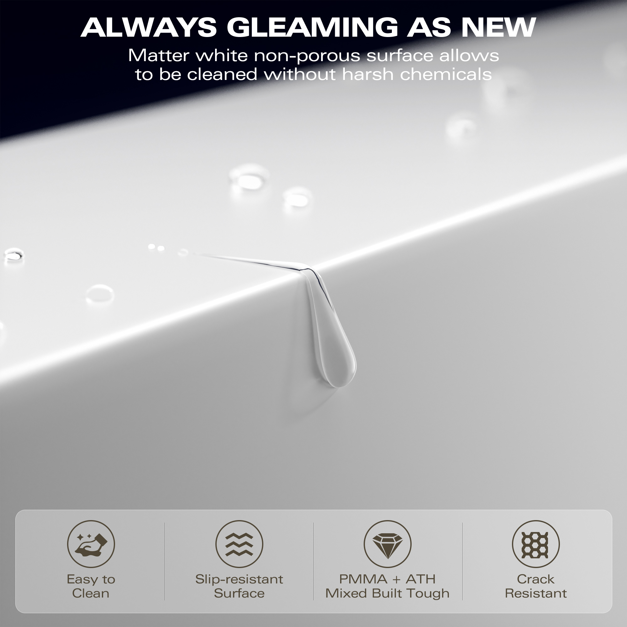 59"/63"/69" Modern Stone Resin Freestanding Soaking Tub with Spa-Level Comfort