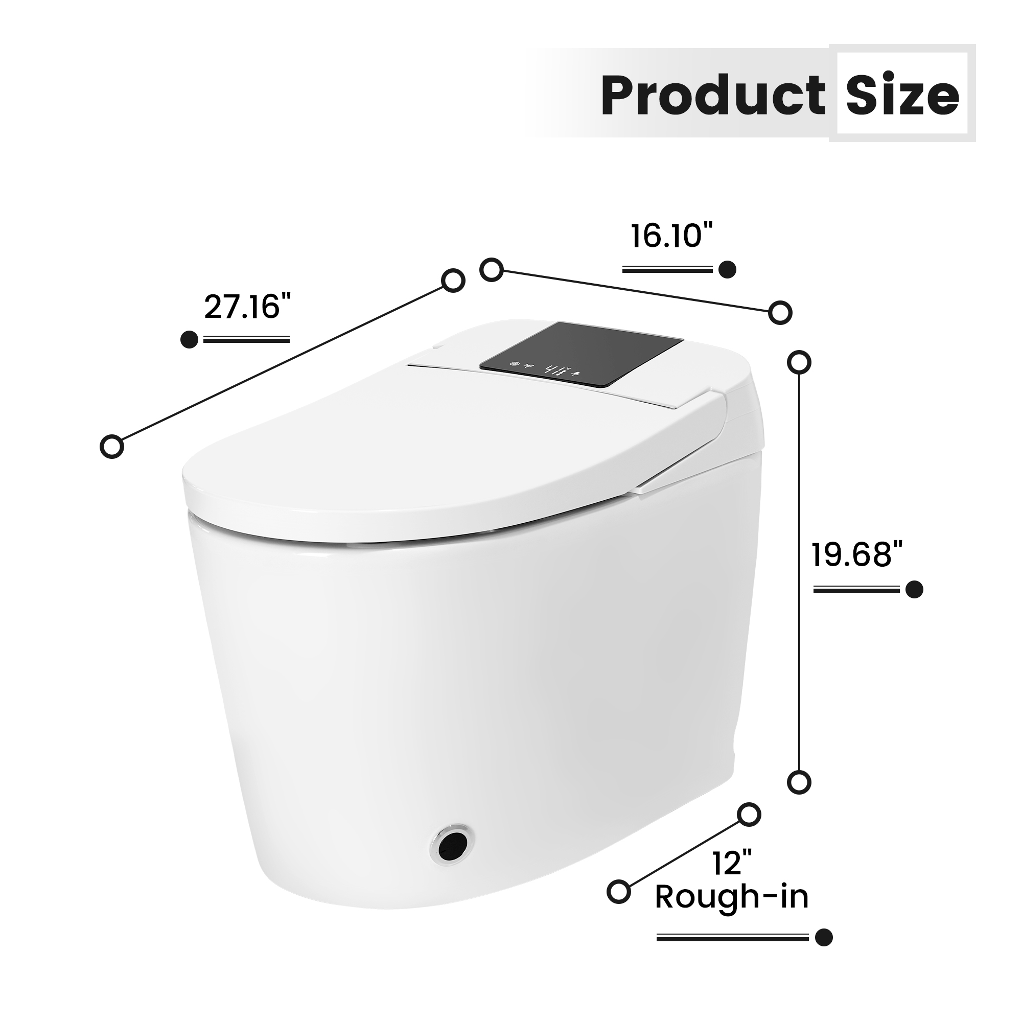 LED Display Screen Smart Toilet with Heated Seat & UV Sterilization