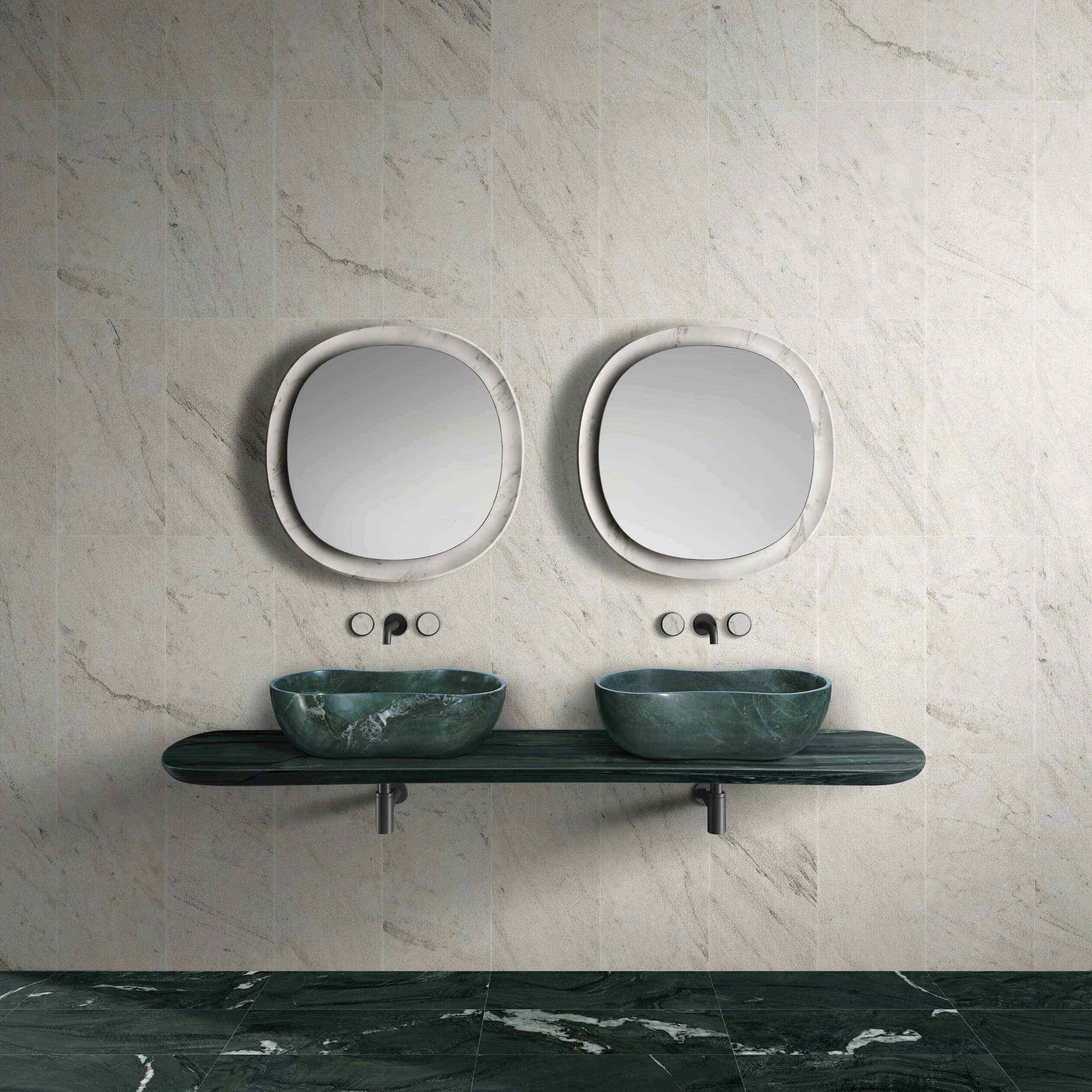 23.6” Genuine Natural Marble Vessel Sink – polished surface in Beige/White/Gray/Green