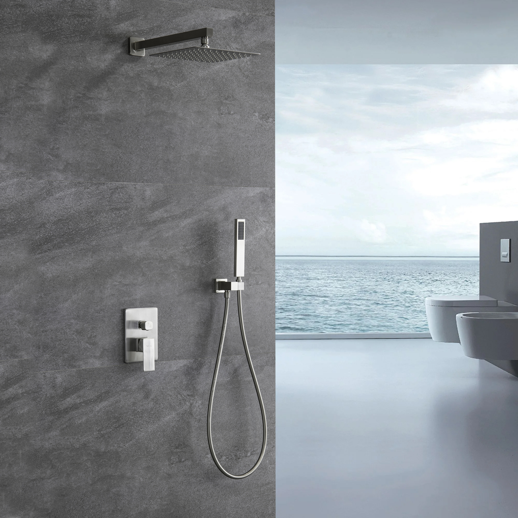 10-inch Wall Mounted Square Rainfall Shower System with Rough-in Valve