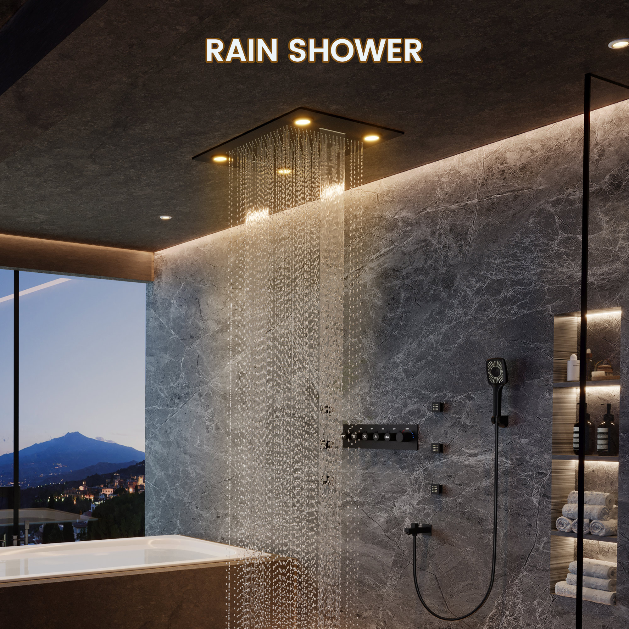 32*24-inch Luxury Shower System with Body Jets & LED Lights