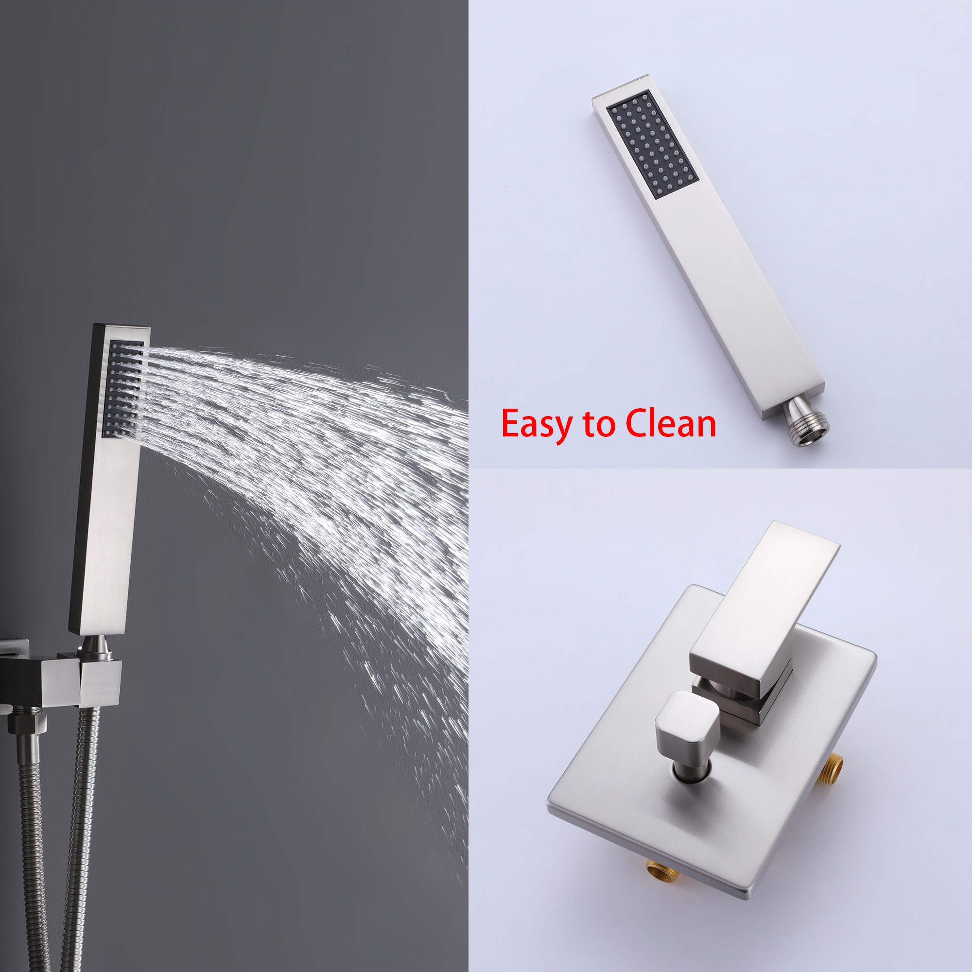 10-inch Wall Mounted Square Rainfall Shower System with Rough-in Valve