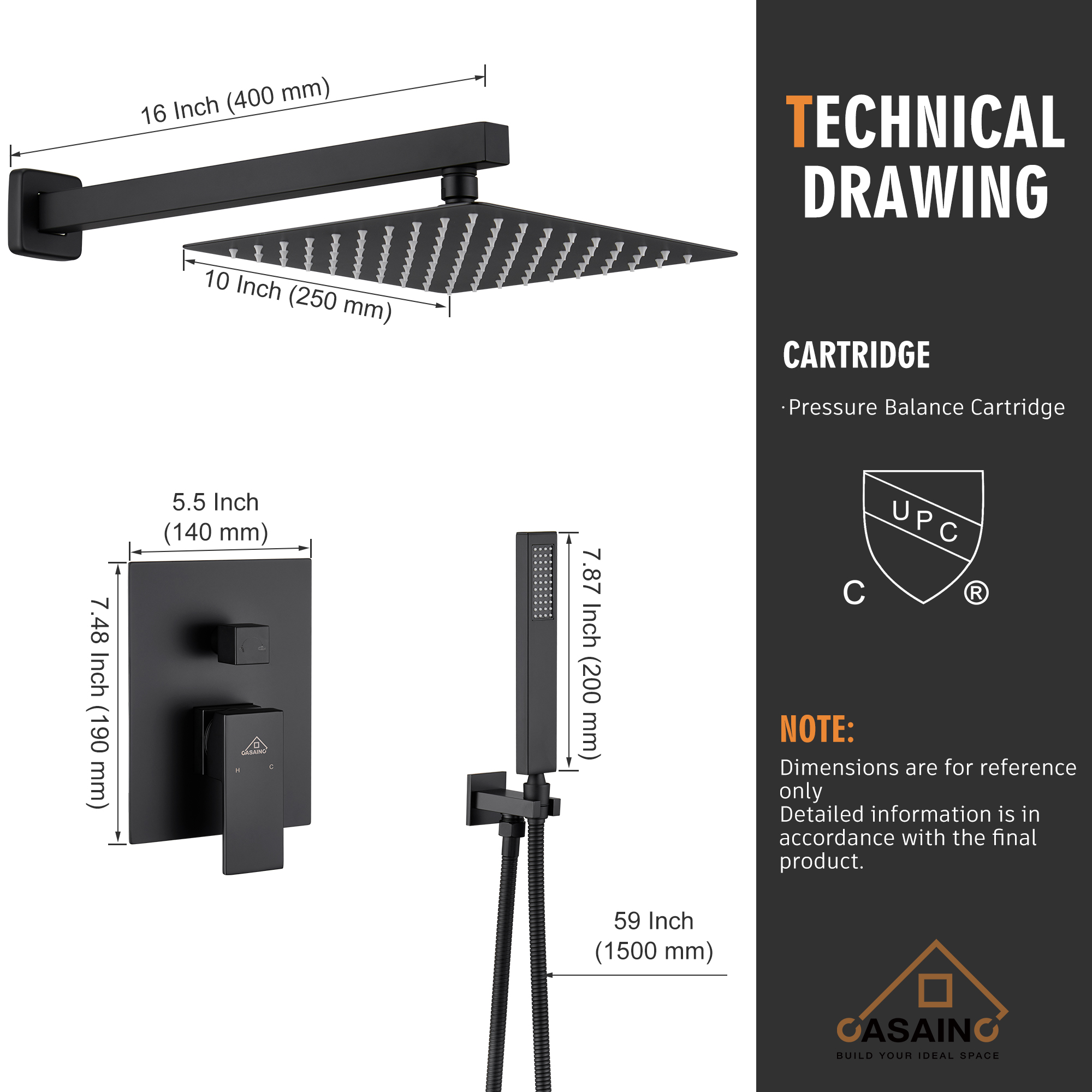 Complete Shower System 1-Spray Patterns with 2.5 GPM 10 in. Wall Mount Dual Shower Heads in Matte Black Complete Shower System 1-Spray Patterns with 2.5 GPM 10 in. Wall Mount Dual Shower Heads in Matte Black