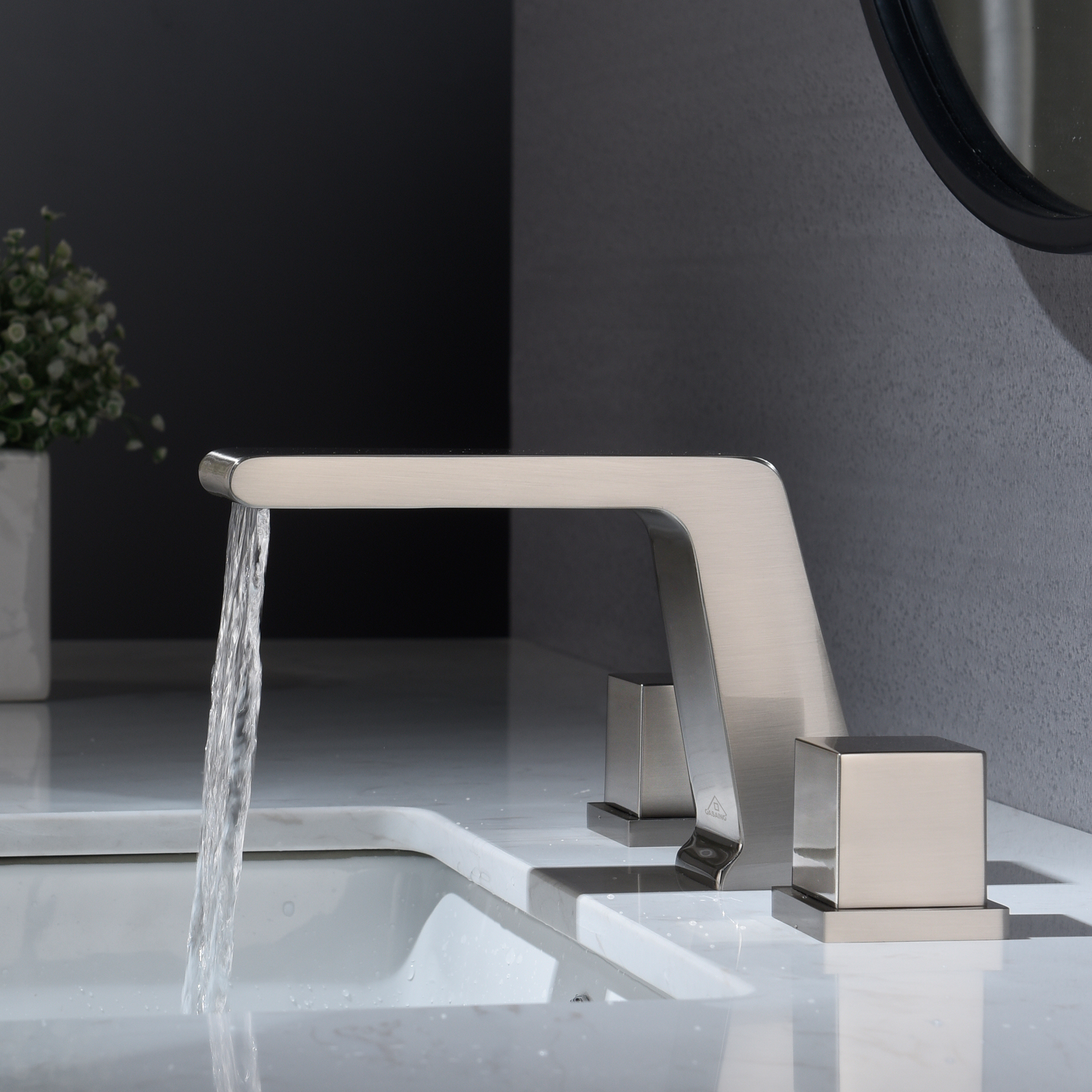 3-Hole Deck-Mounted Waterfall Basin Faucet Bathroom Sink Faucet