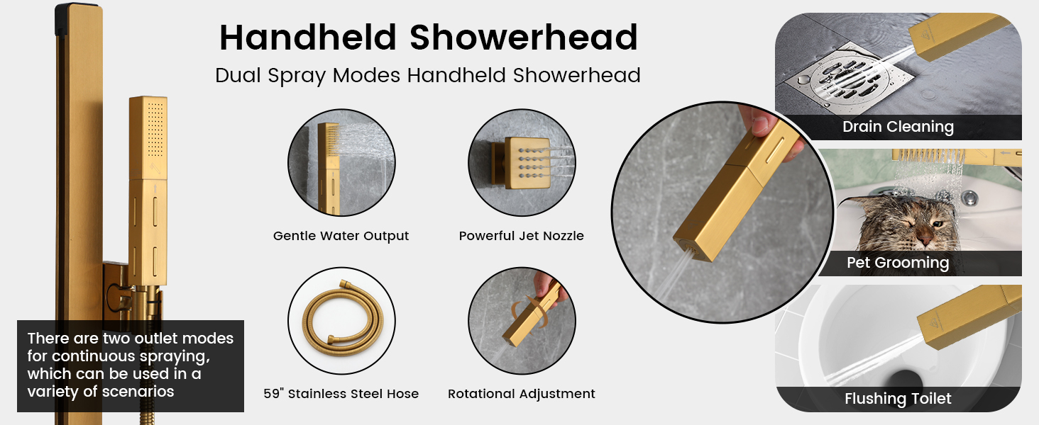 2-Function Handheld Shower with Slide Bar