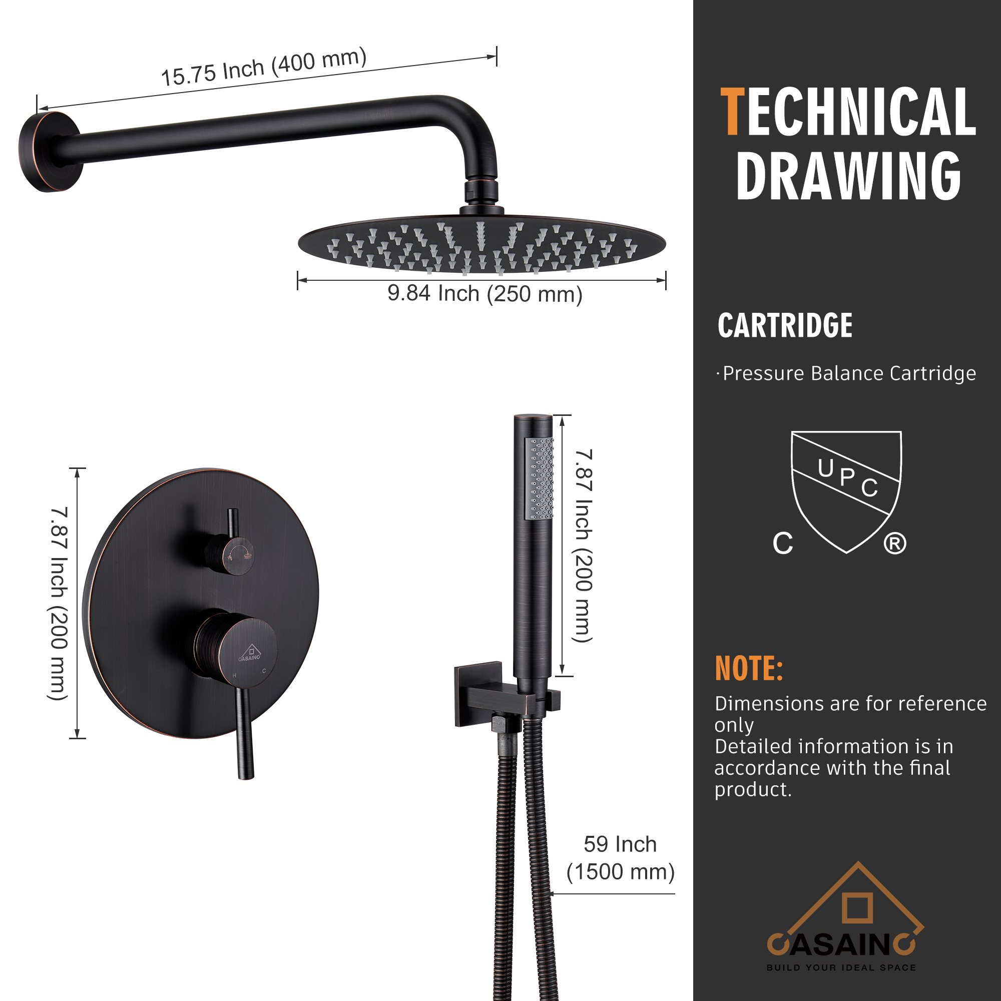 1-Spray Patterns 10 in. Wall Mount Dual Shower Heads in Oil Rubbed Bronze (Valve Included)