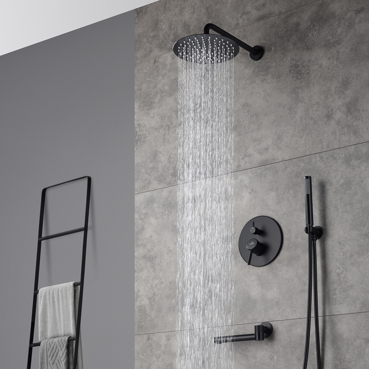 10" Wall Mount Rain Shower Head System with Handheld & Tub Faucet