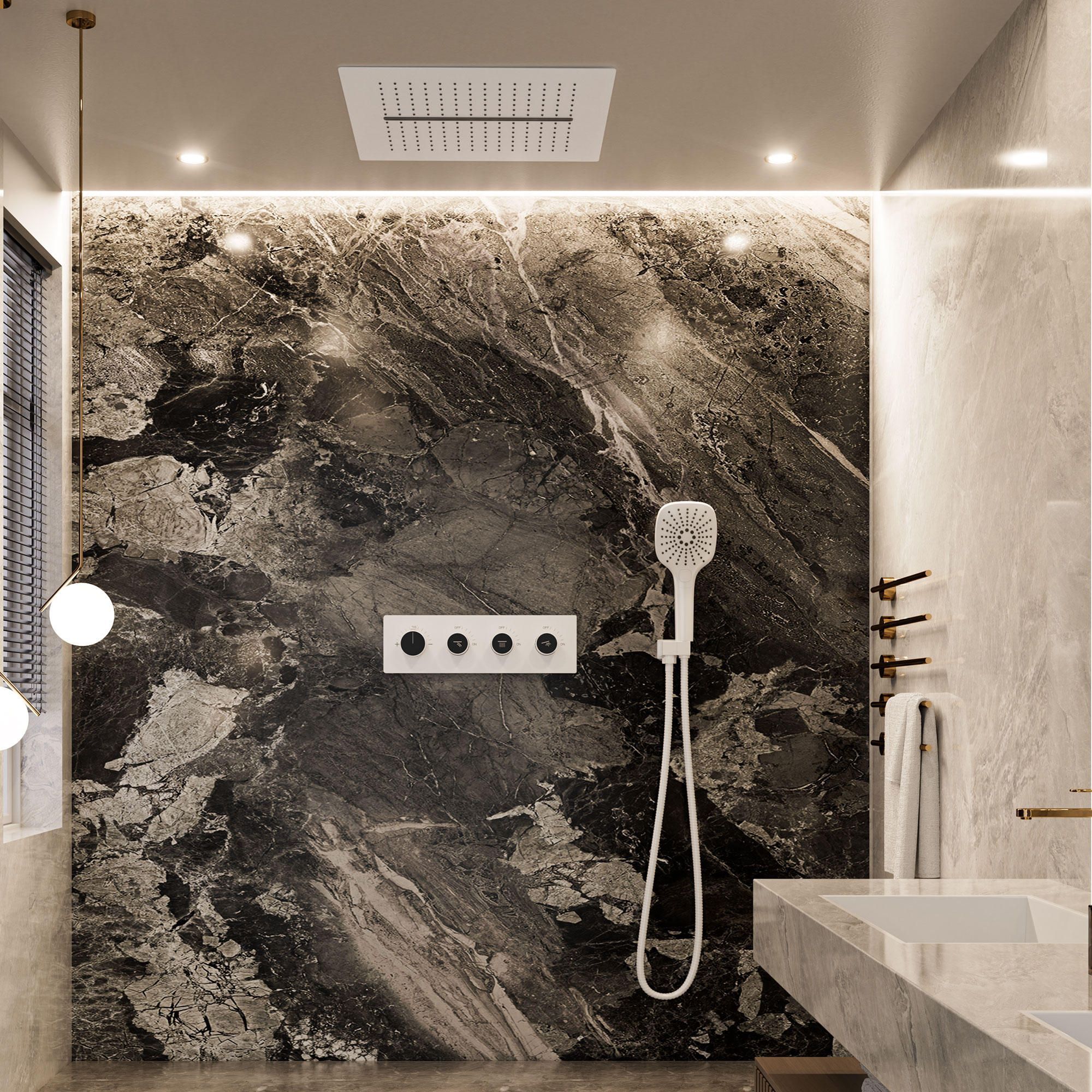 16'' Concealed Multi-Function Shower System 3-Spray Modes Showerhead