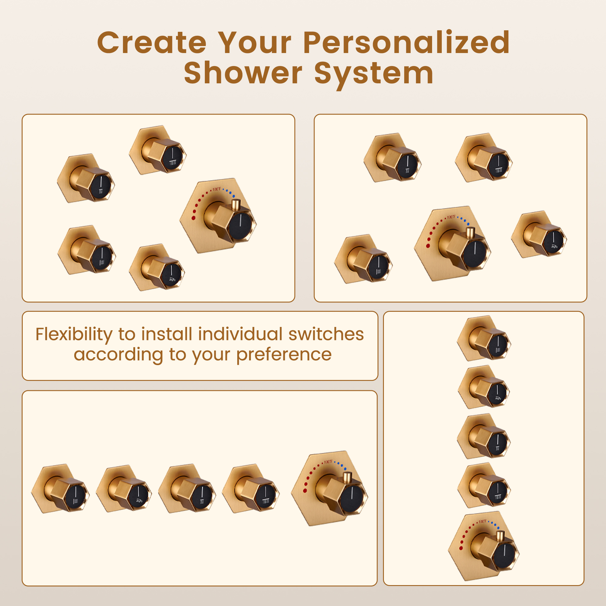 12" Dual Shower Head System with with 360° Side Sprays & Shelving Shower Holder