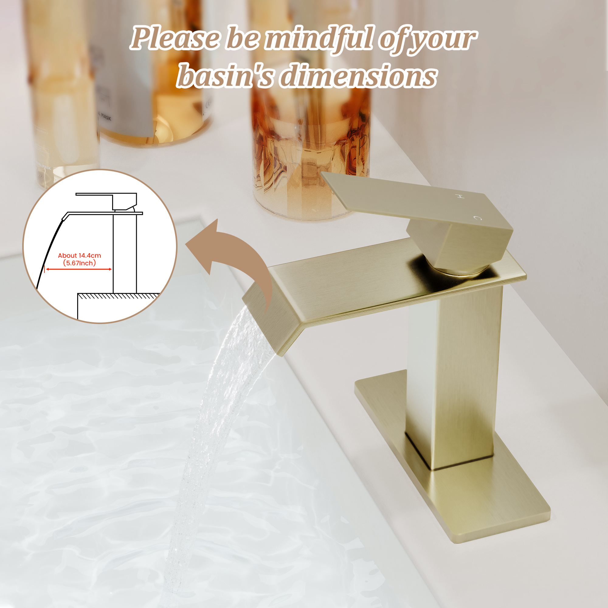 Waterfall Spout Bathroom Faucet,Single Handle Bathroom Vanity Sink Faucet