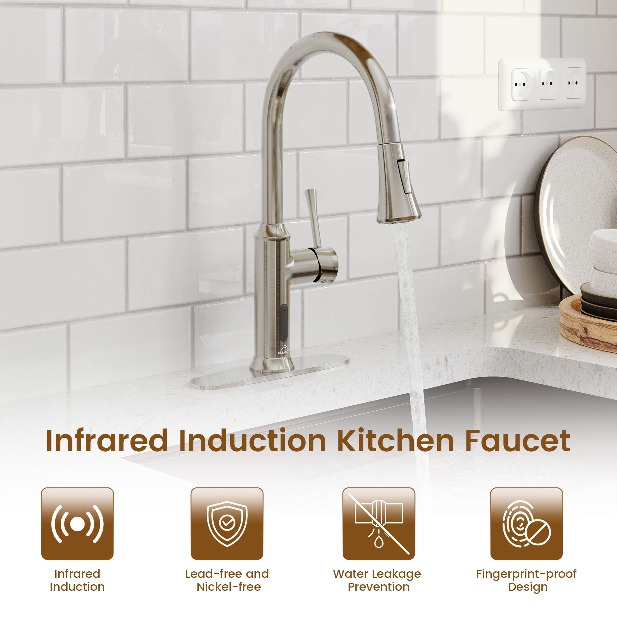 Smart Voice-Controlled Kitchen Faucet with Pull Down Sprayer and Touchless Technology