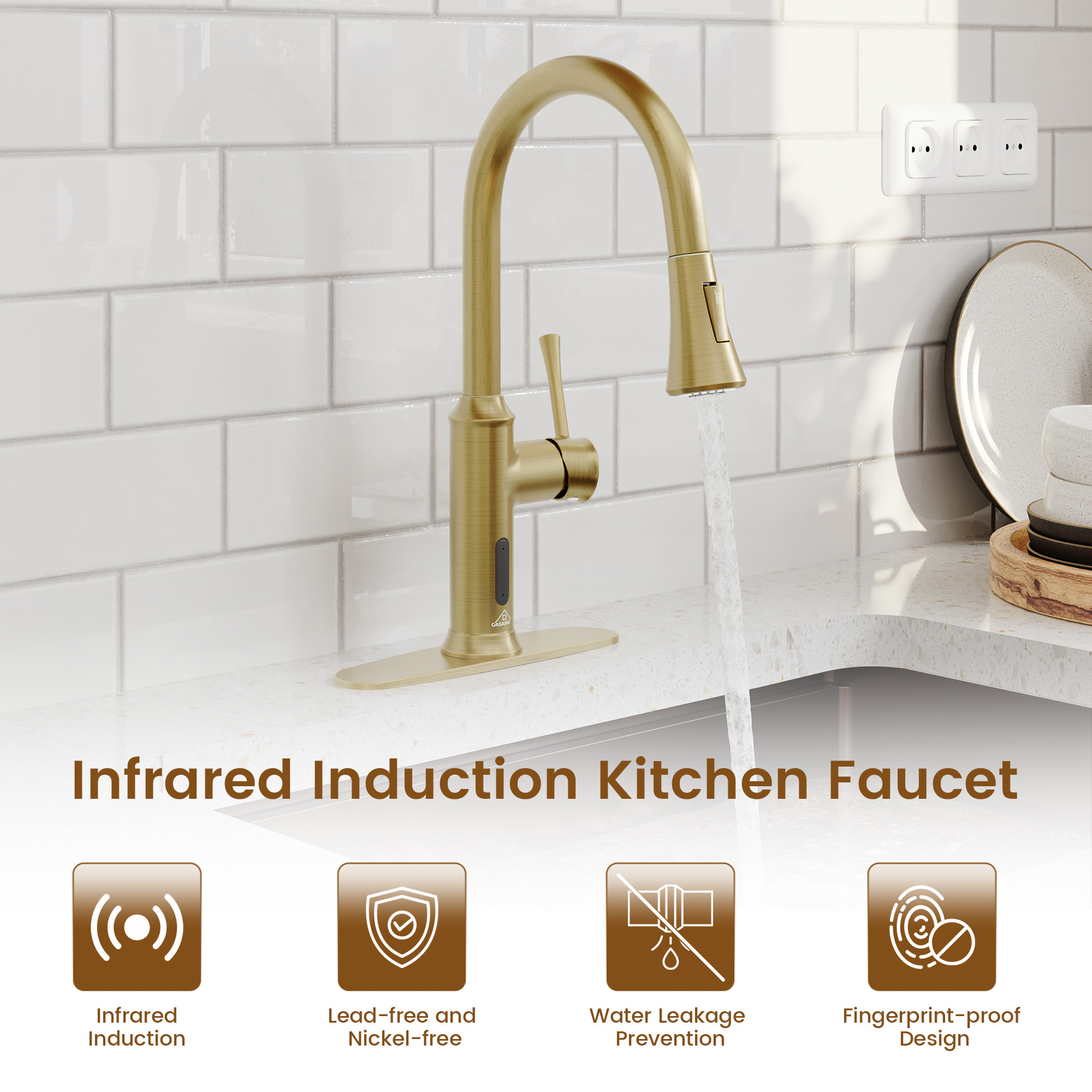 Smart Voice-Controlled Kitchen Faucet with Pull Down Sprayer and Touchless Technology