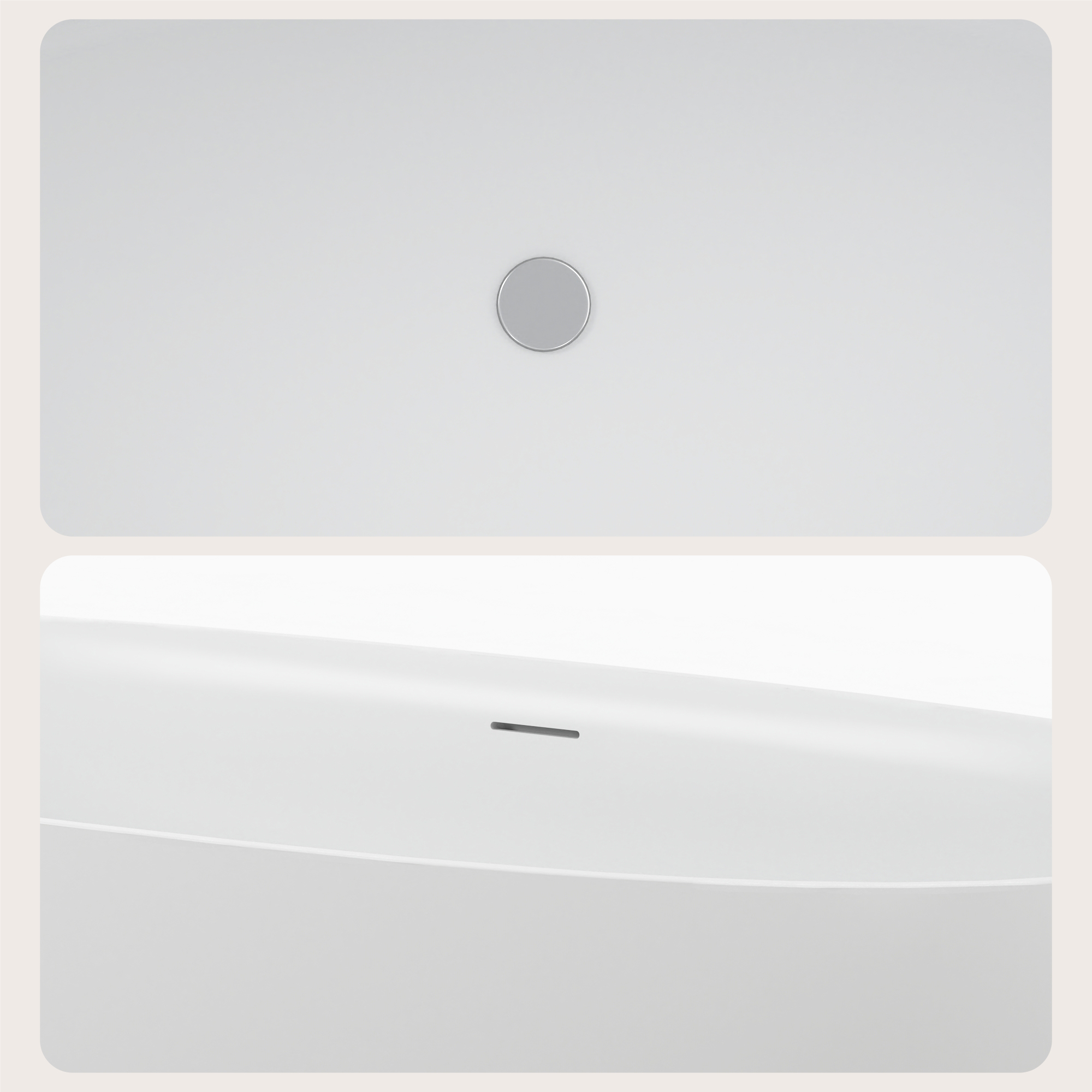 71" Oval Solid Surface Freestanding Soaking Bathtub in Matte White