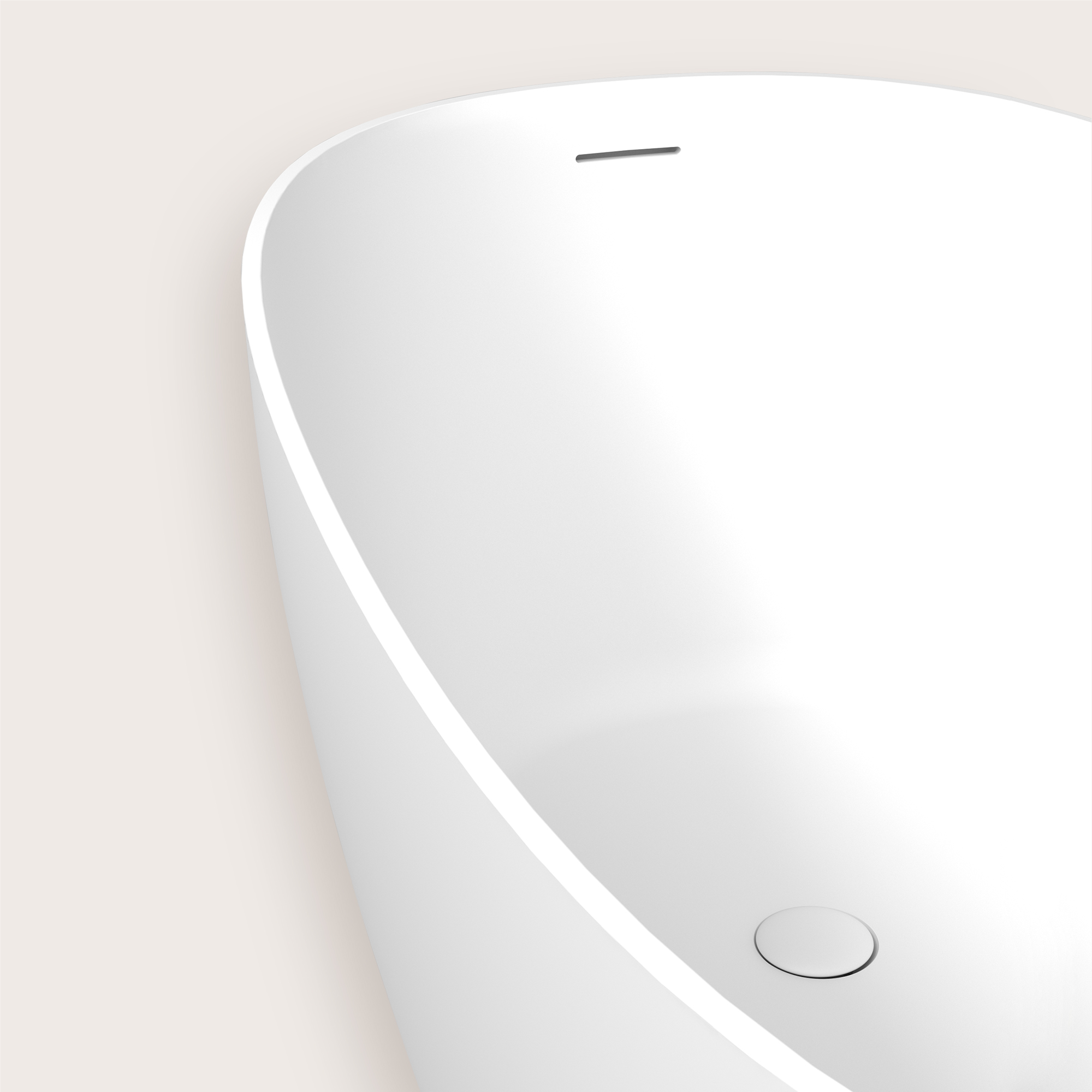 55" Freestanding Solid Surface Soaking Bathtub with Left Drain