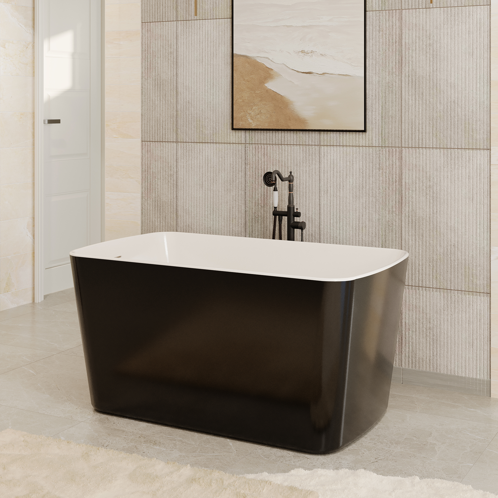 49" Acrylic Freestanding Japanese Soaking Bathtub with Sit-In Design