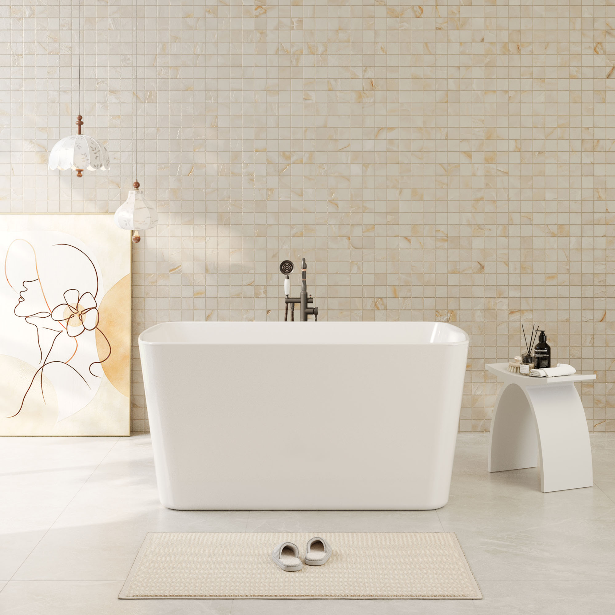 49" Acrylic Freestanding Japanese Soaking Bathtub with Sit-In Design - Glendale
